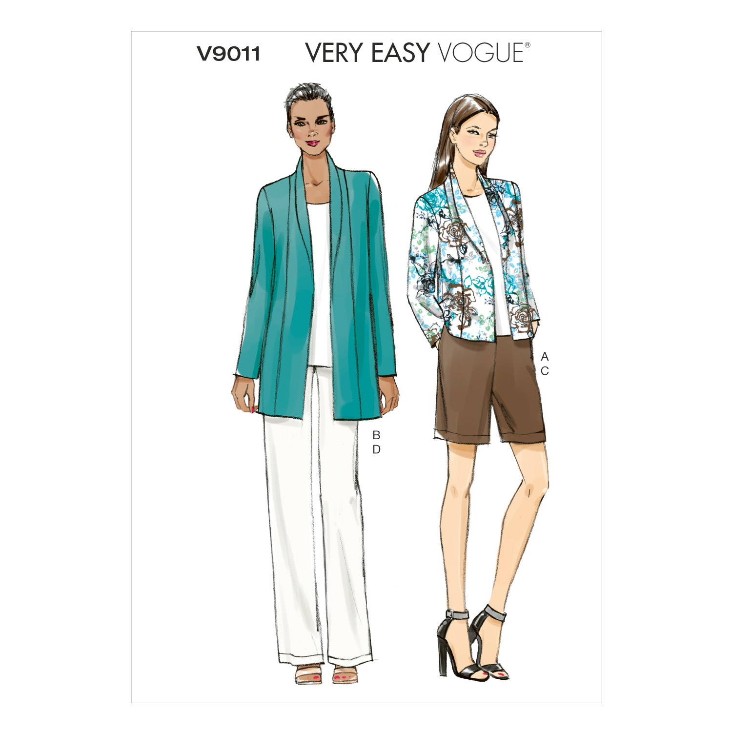 Einzelschnittmuster Vogue, kleine Größen, Hose, Jacke, Rot