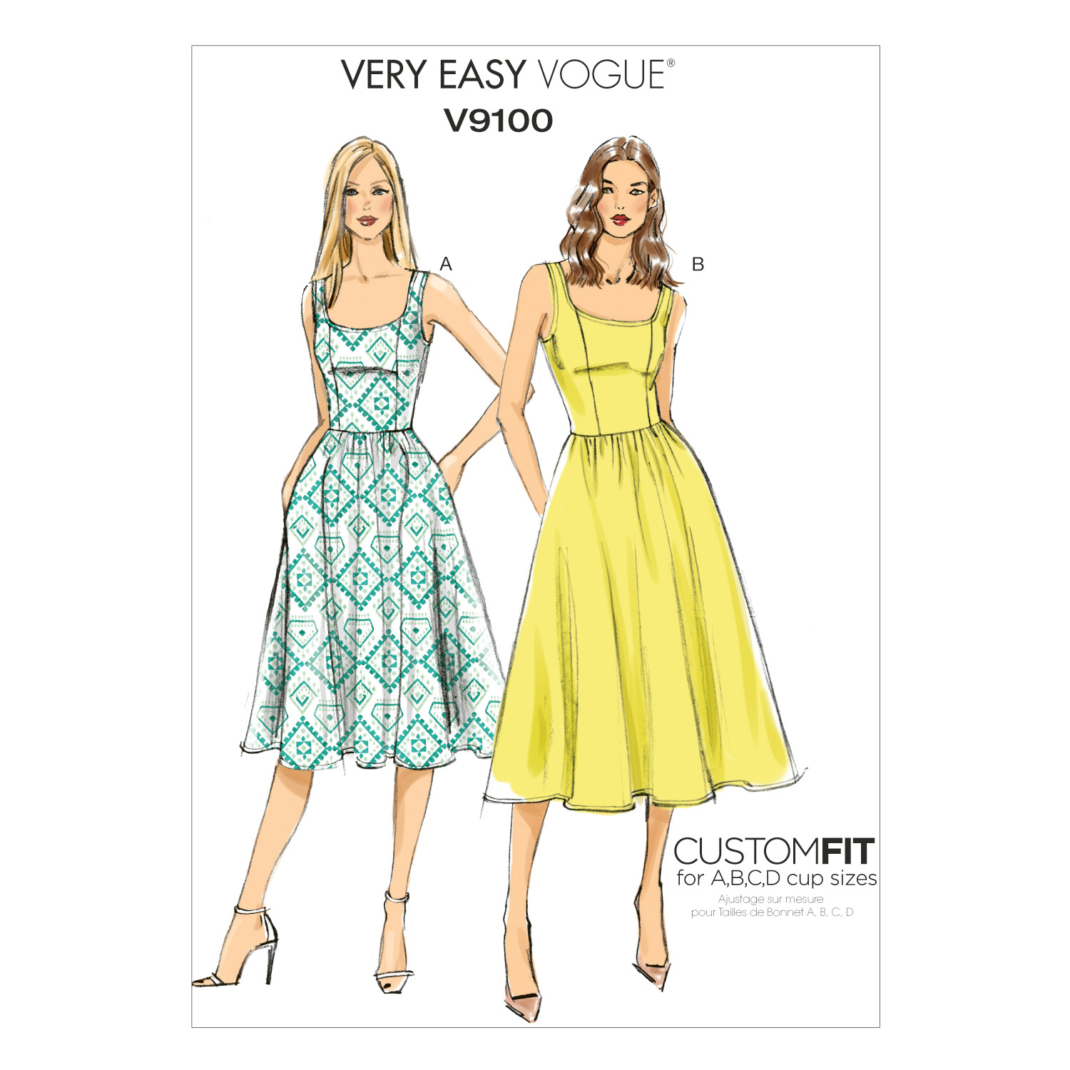 Einzelschnittmuster Vogue, kleine Größen, Kleid, Rot