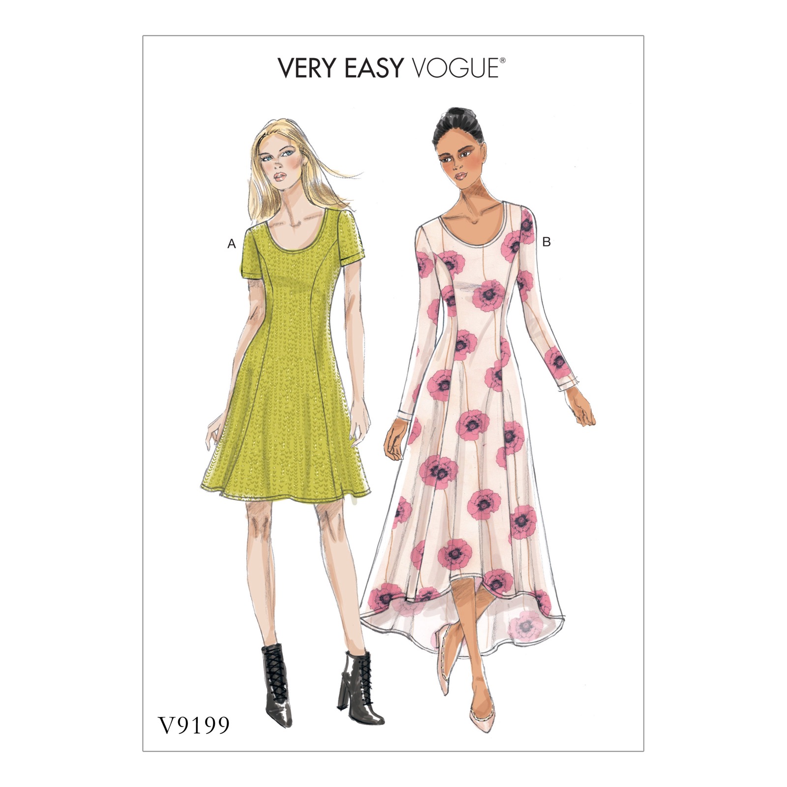 Einzelschnittmuster Vogue, kleine Größen, Kleid, Rot