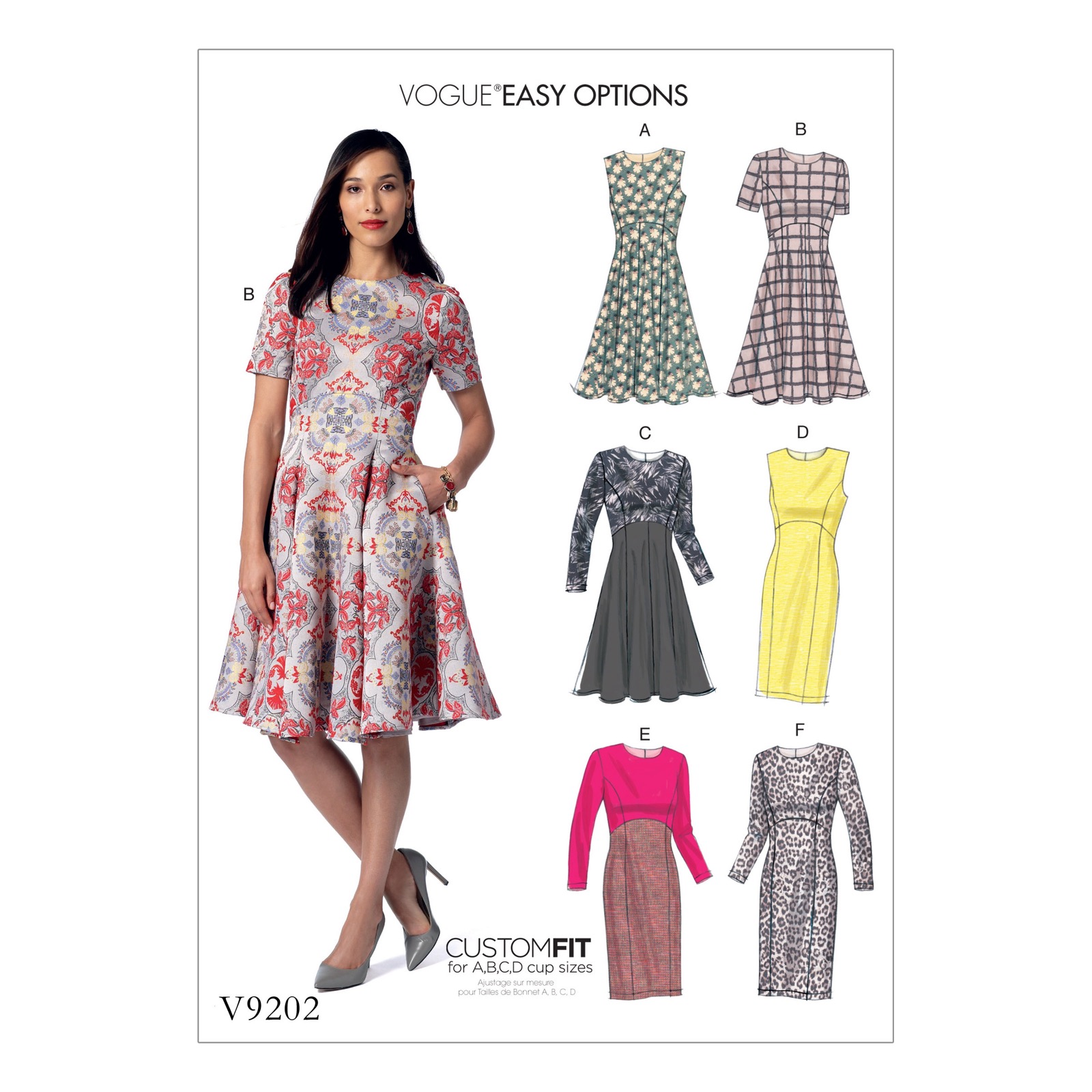 Einzelschnittmuster Vogue, Kleid, große Größen, Grün