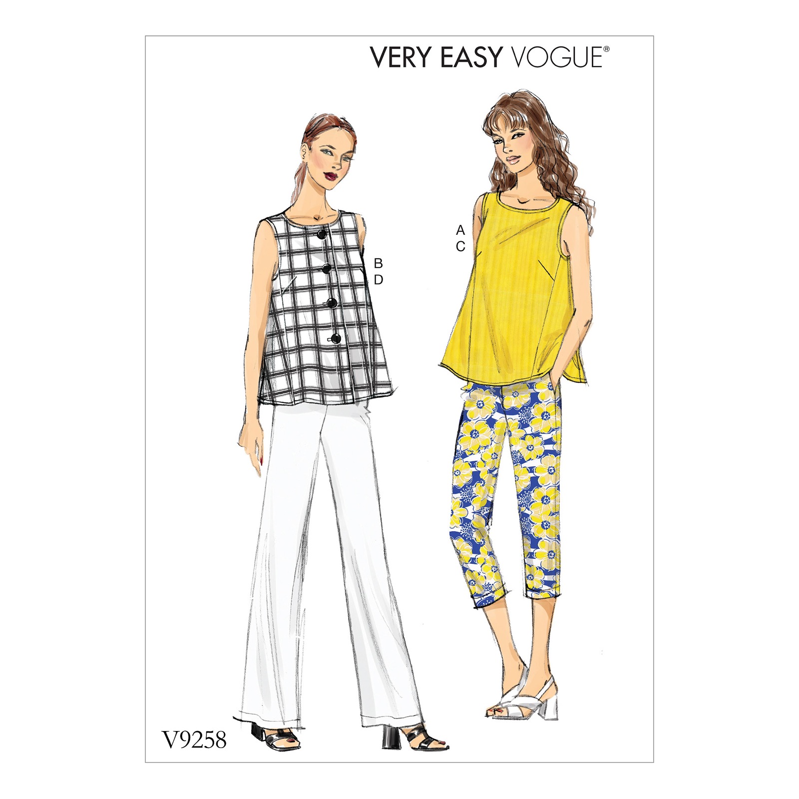 Einzelschnittmuster Vogue, Top, Hose, große Größen, Rot