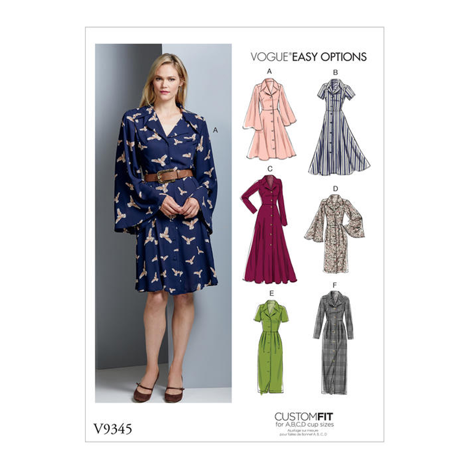 Einzelschnittmuster Vogue, Kleid, große Größen, Grün