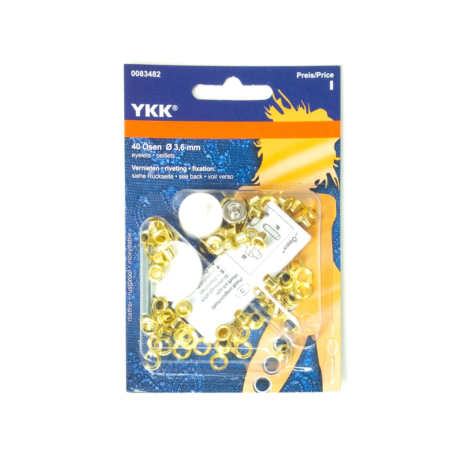 Ösen, Packung, Metall, Gold, 3,6 ø mm