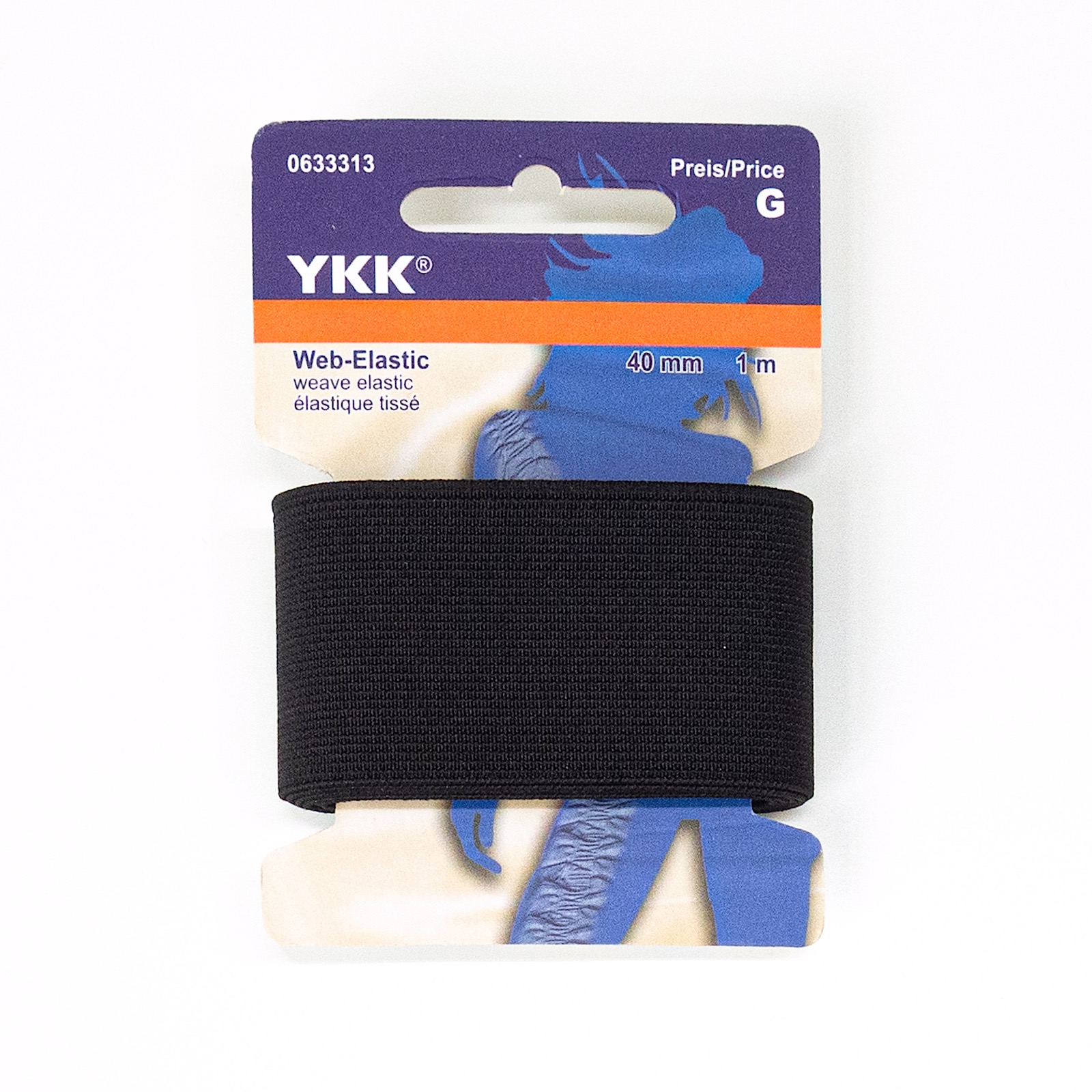 Gummiband, Web Elastic, Schwarz, B: 40 mm, L: 1 m
