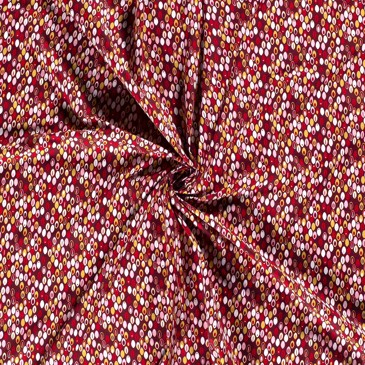 feiner Cretonne, abstrakt gemustert, rottöne, senfgelb