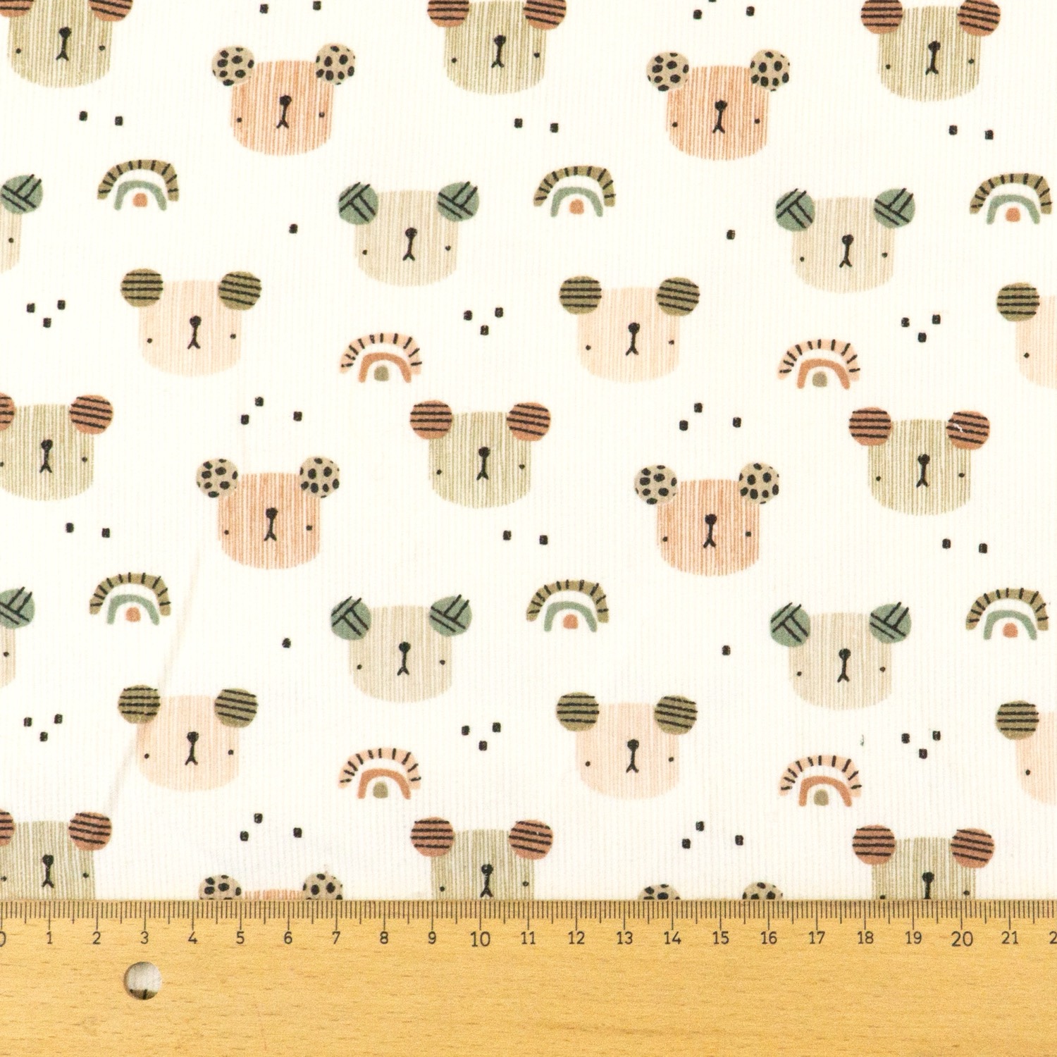 Feiner Baumwollstoff, Cordstoff, offwhite, brauntöne, Kindermotive – Tiere – Bild 5