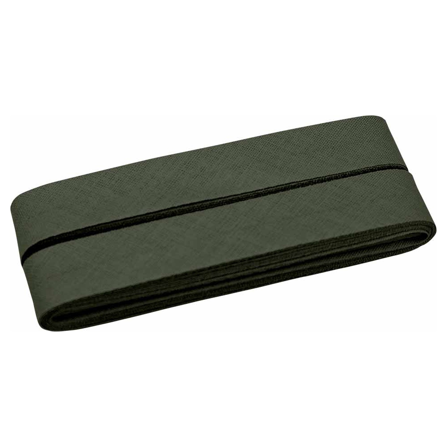 Schrägband, gewebt, Stück, 100% CO, oliv dunkel, B: 40/20 mm, L: 5 m