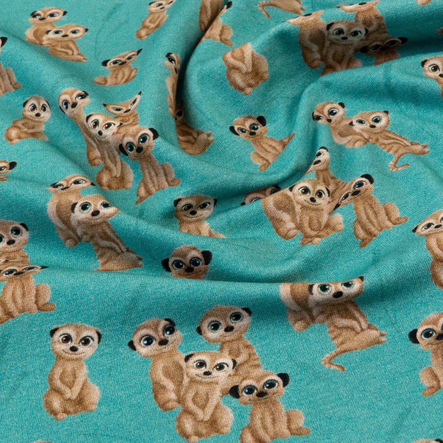 Baumwolljersey, türkis, brauntöne, Kindermotive – Tiere – Bild 3