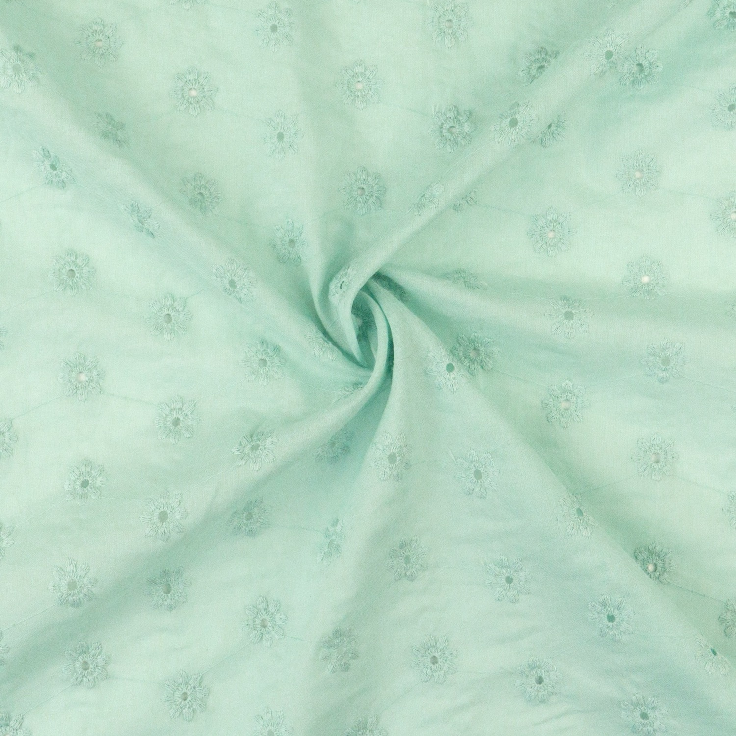 bestickter Batist, mint, Lochstickerei, floral gemustert