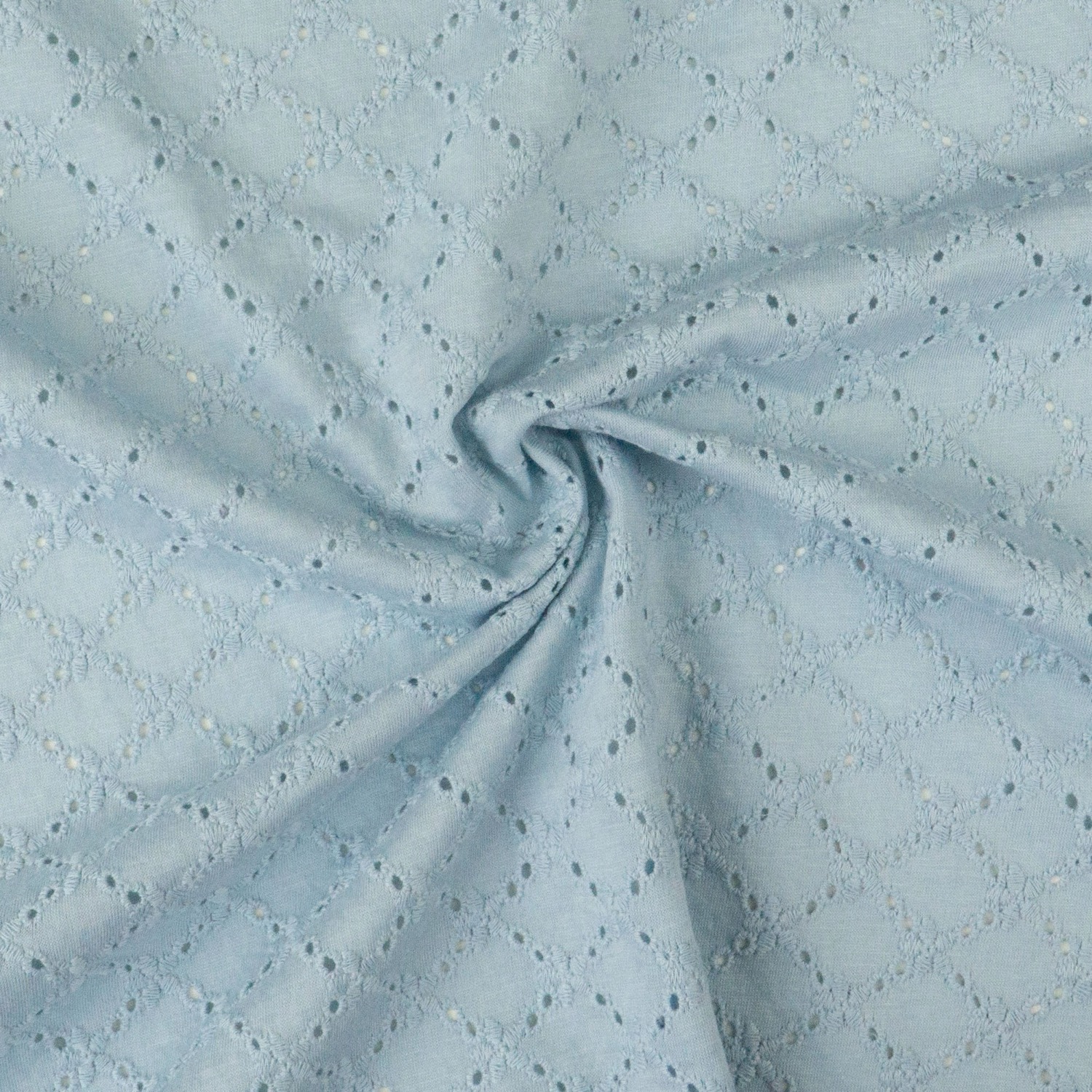 bestickter Baumwolljersey, mittelblau, Lochstickerei