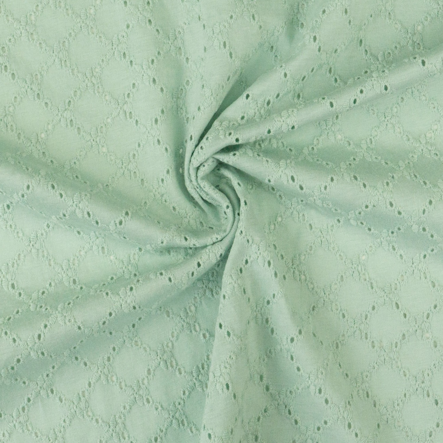 bestickter Baumwolljersey, mint, Lochstickerei