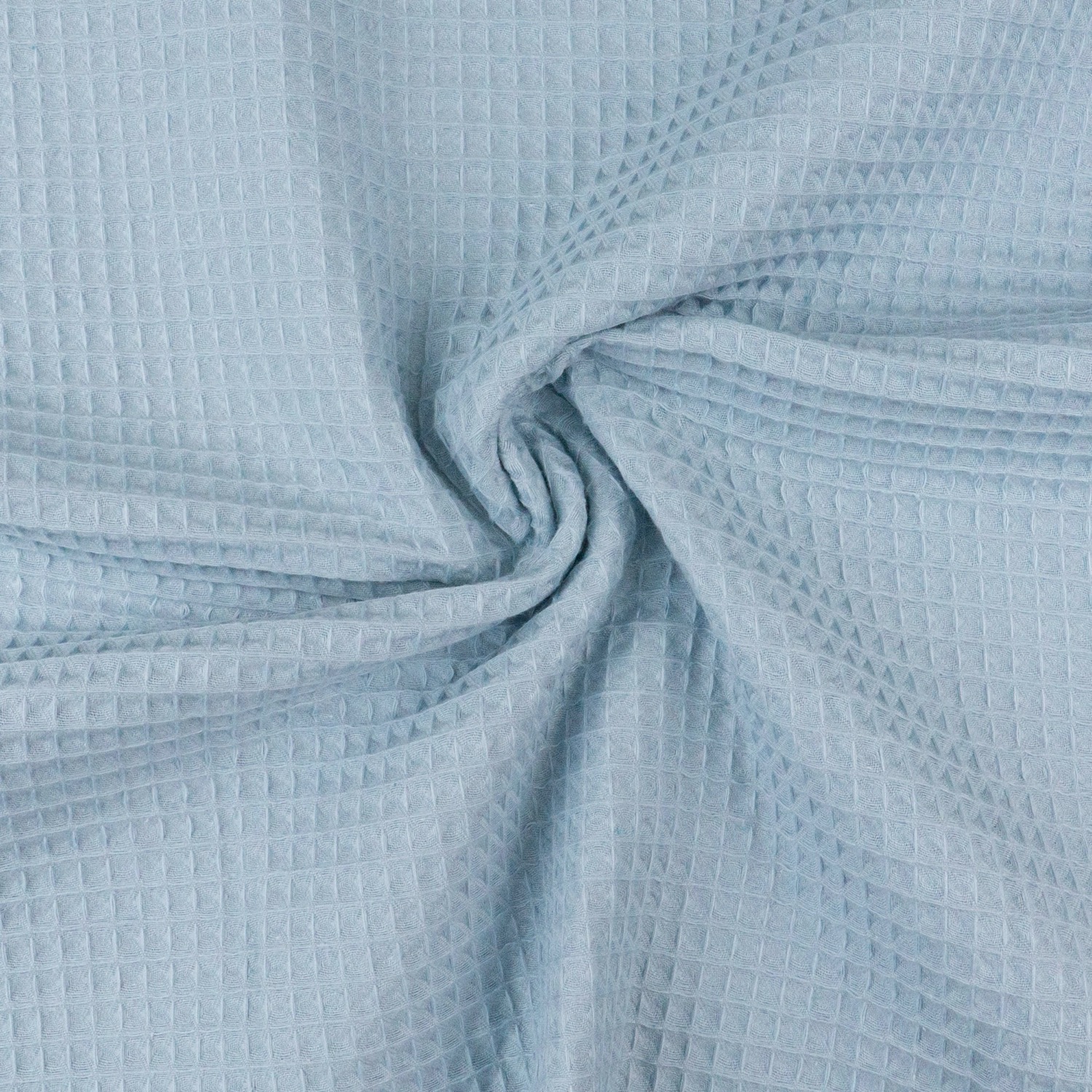 Baumwollstoff, Waffelpiqué, mittelblau, uni, Webstruktur