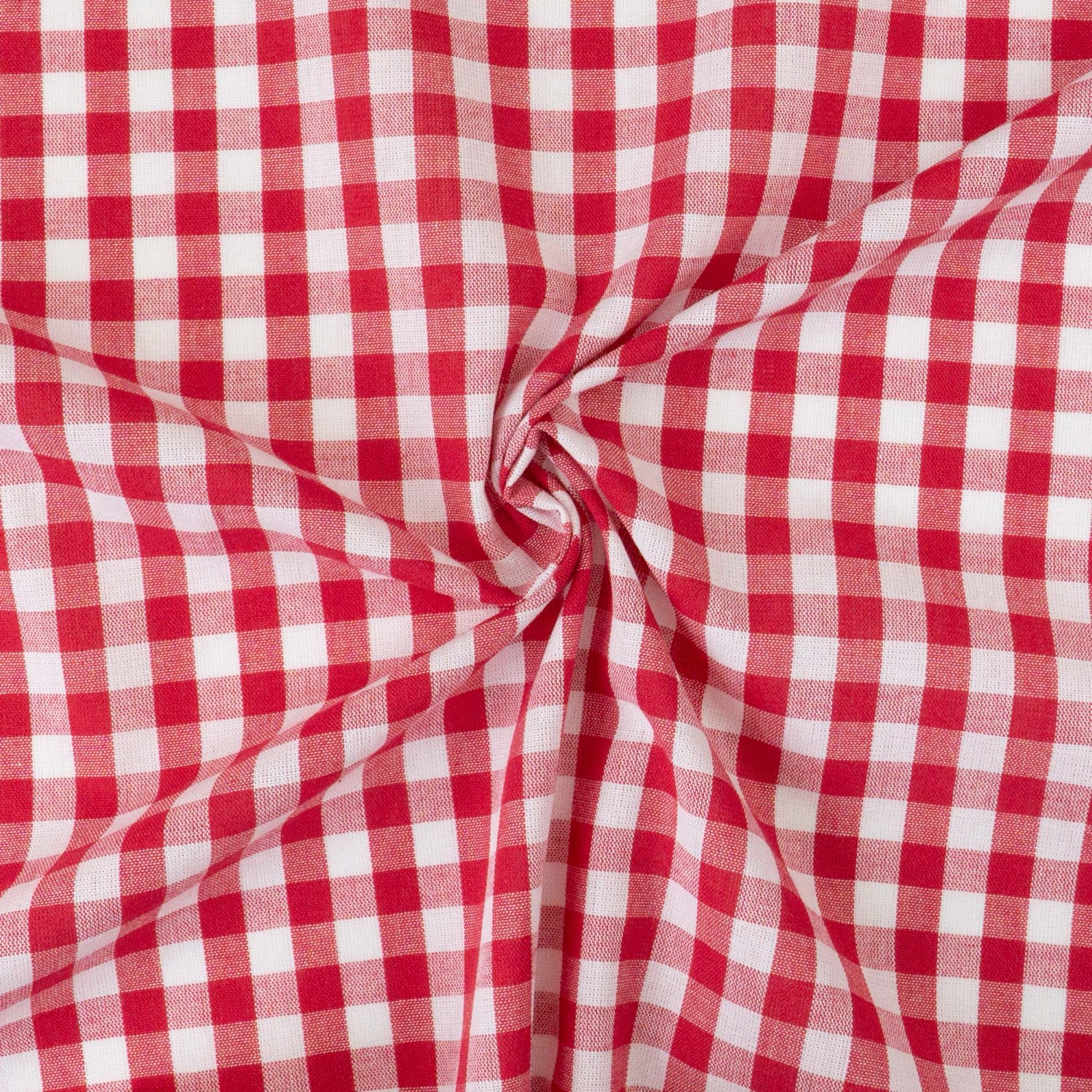 Dekostoff, Cretonne, weiß, rot, Webkaro