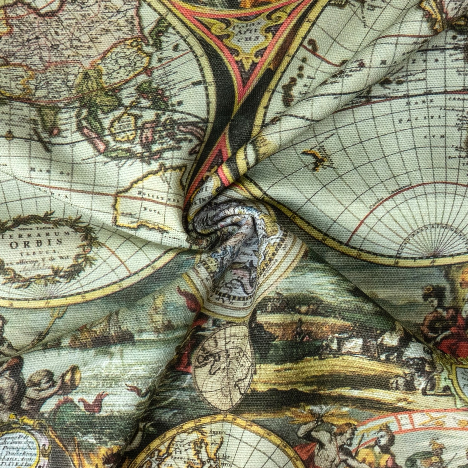Dekostoff, Panama, blautöne, grüntöne, gelbtöne, fotorealistisch bedruckt