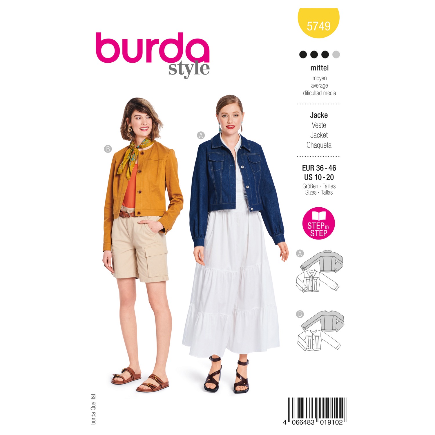 Schnittmuster Burda style, Jacke, gelb