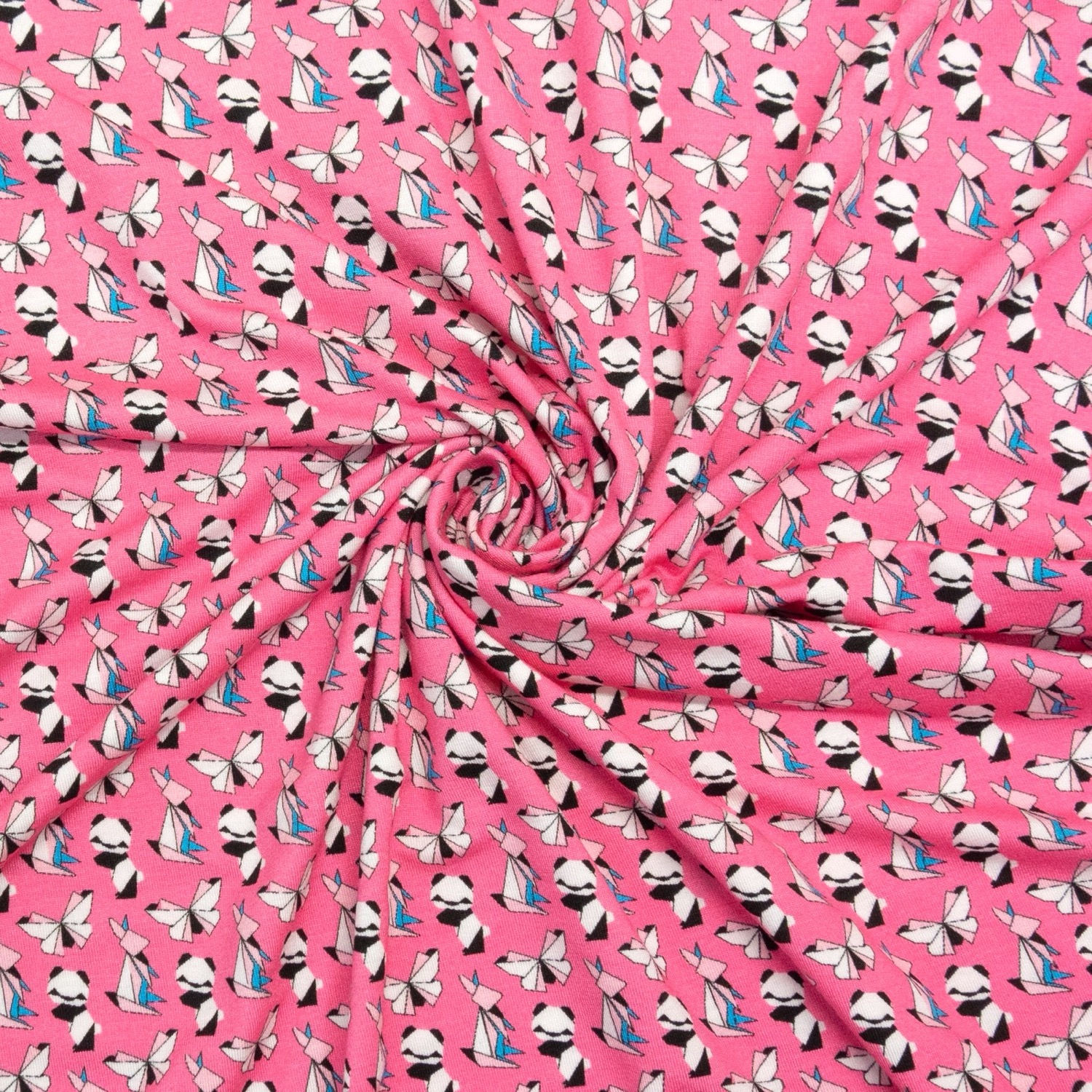 Viskosejersey, pink, schwarz/weiß, Insekten