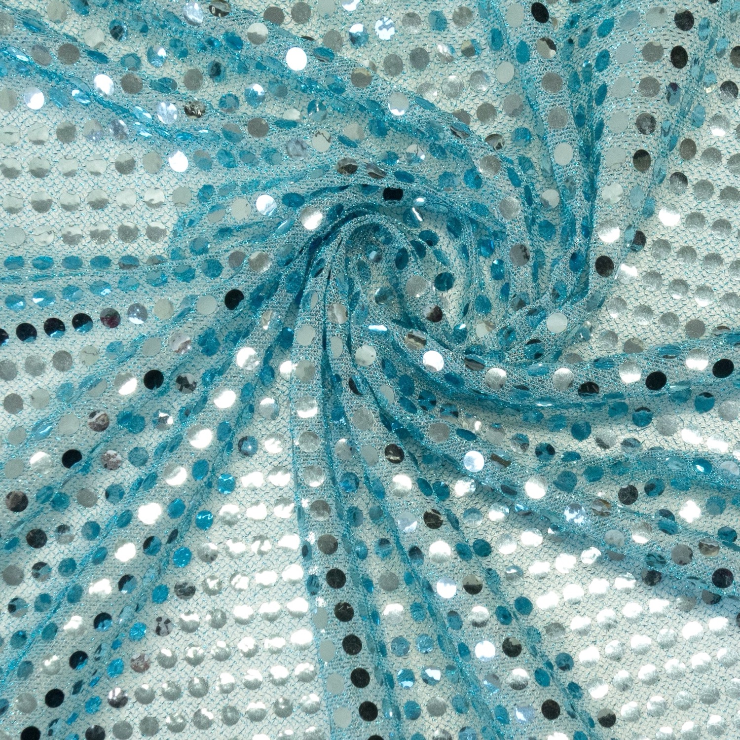 Paillettenstoff, hellblau, Glanzeffekt, uni