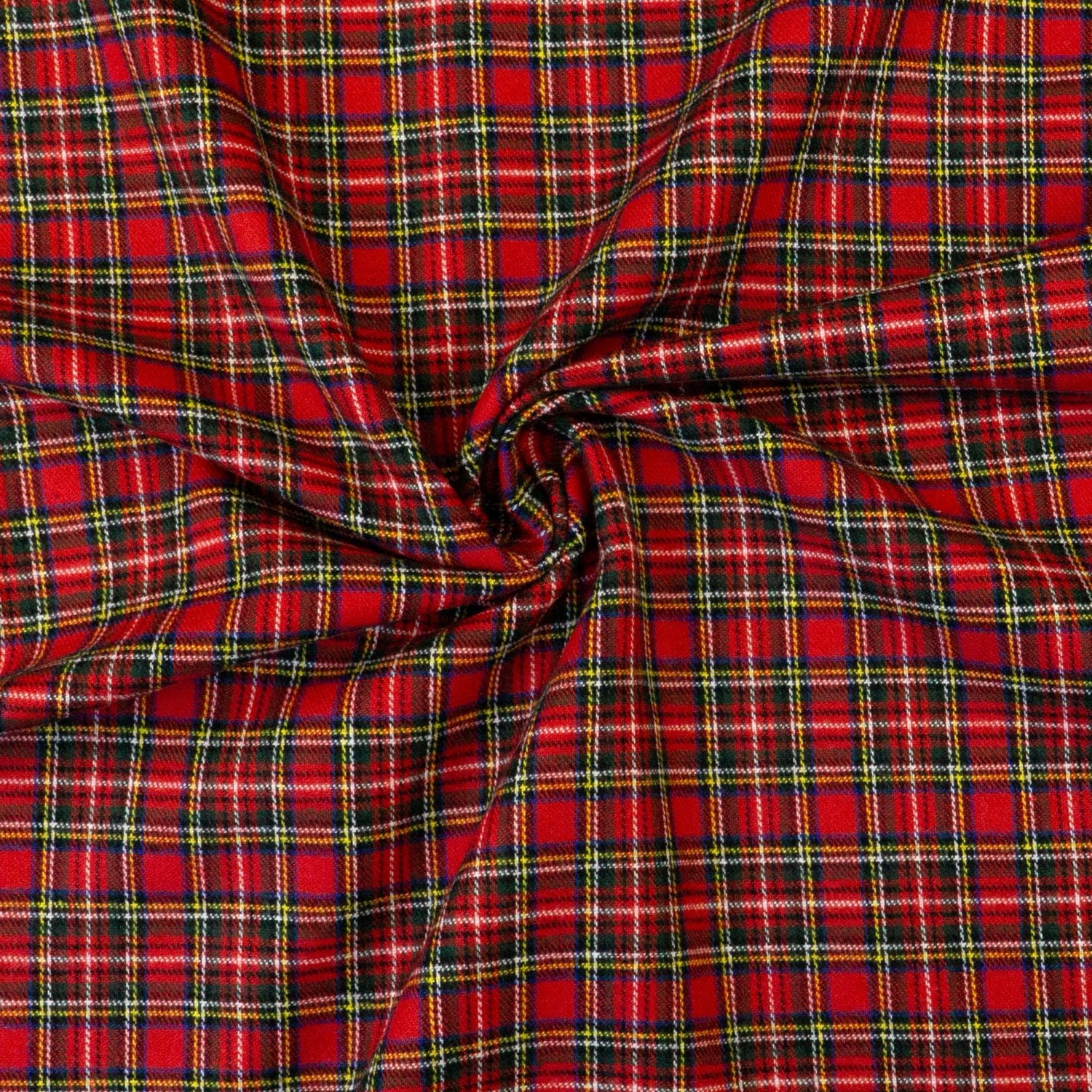 Baumwollstoff, Flanellstoff, rot, grün, schwarz, gelb, Webkaro