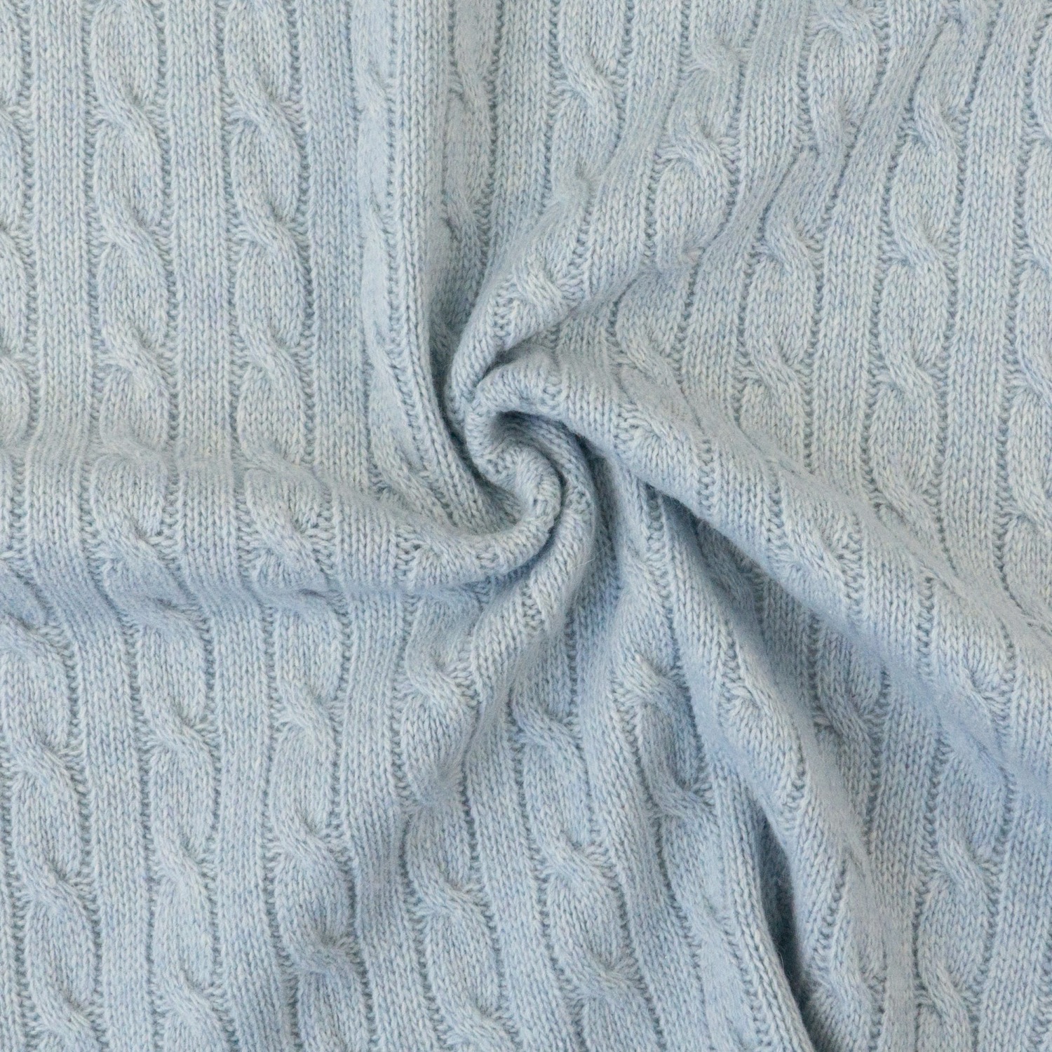 Walkstoff, Strickstoff, hellblau, grafisch gemustert, uni