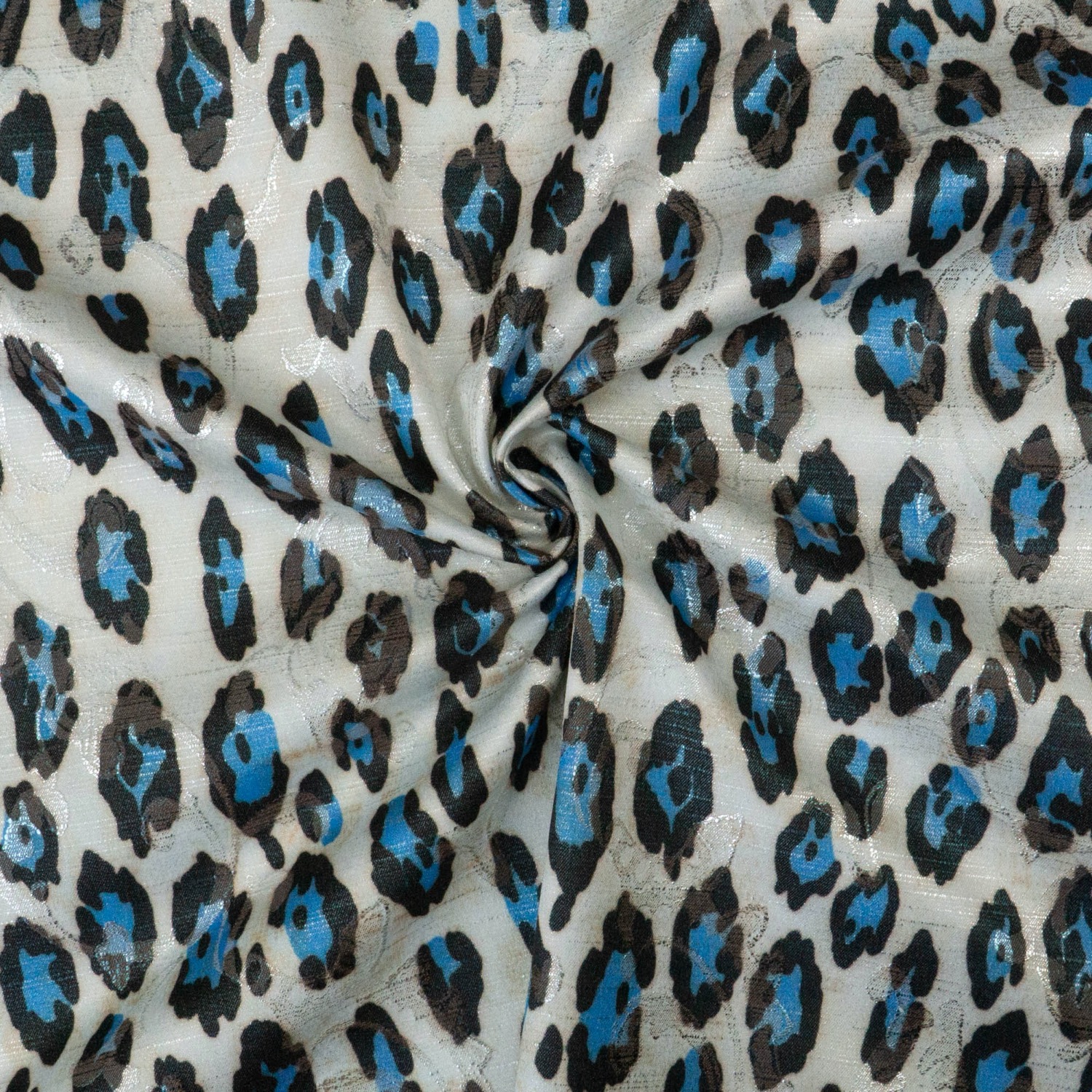 Jacquard, grau, anthrazit, blau, silber, Animal-Muster, florale Motive