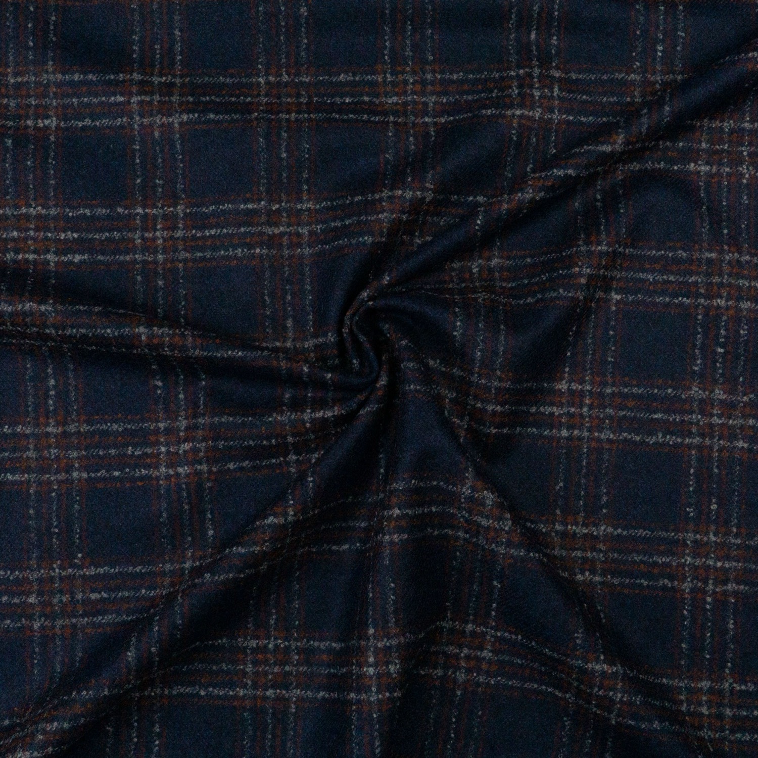 Leichter Wollstoff, Streichgarn, dunkelblau, rost, grau, Webkaro