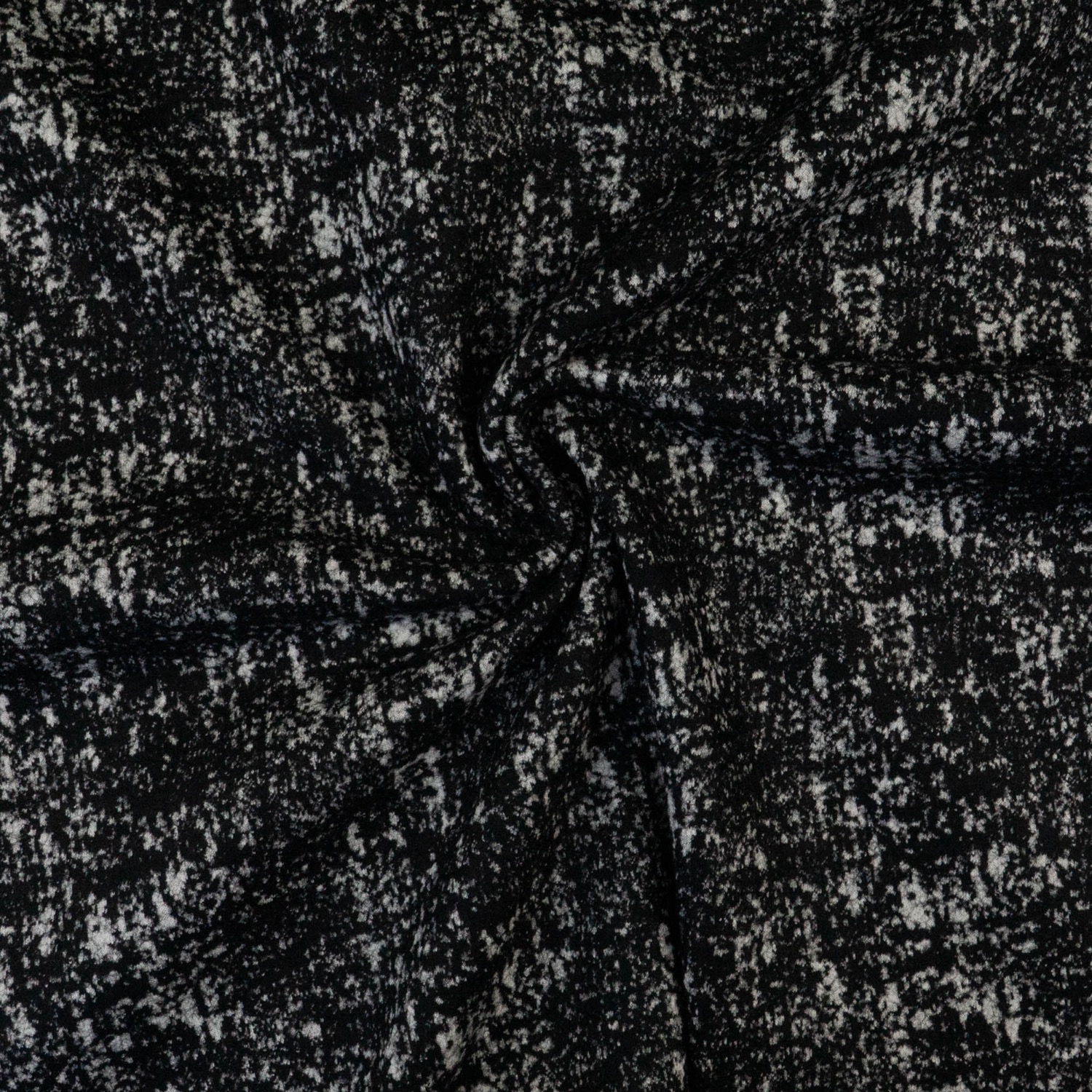 Wollstoff, Double Face, schwarz, hellgrau, abstrakt gemustert, meliert