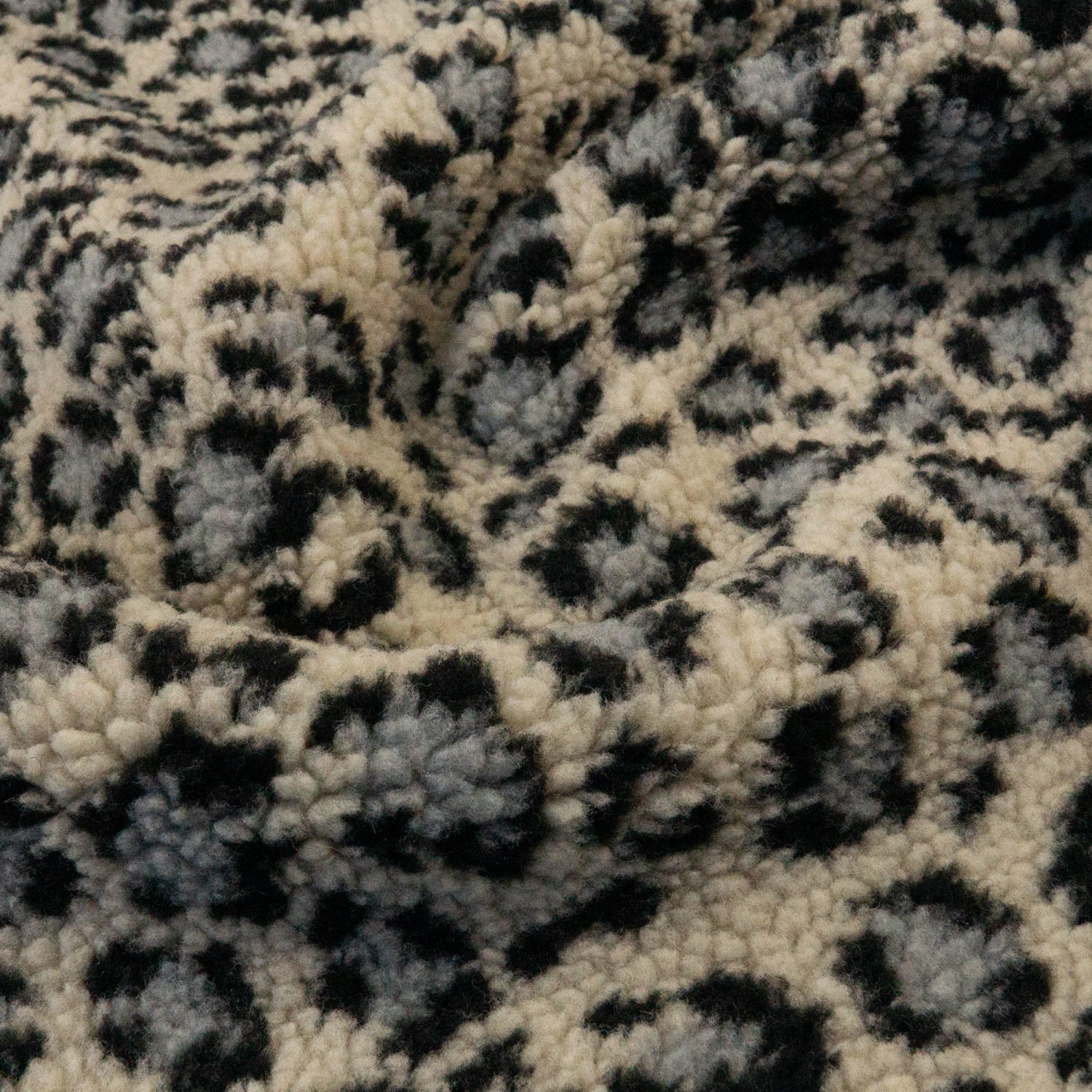 Plüschstoff, beigegrau, schwarz, grau, Animal-Muster – Bild 3
