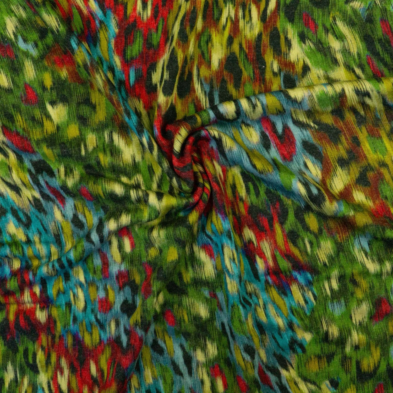 Viskosejersey, grüntöne, blau, pink, abstrakt gemustert