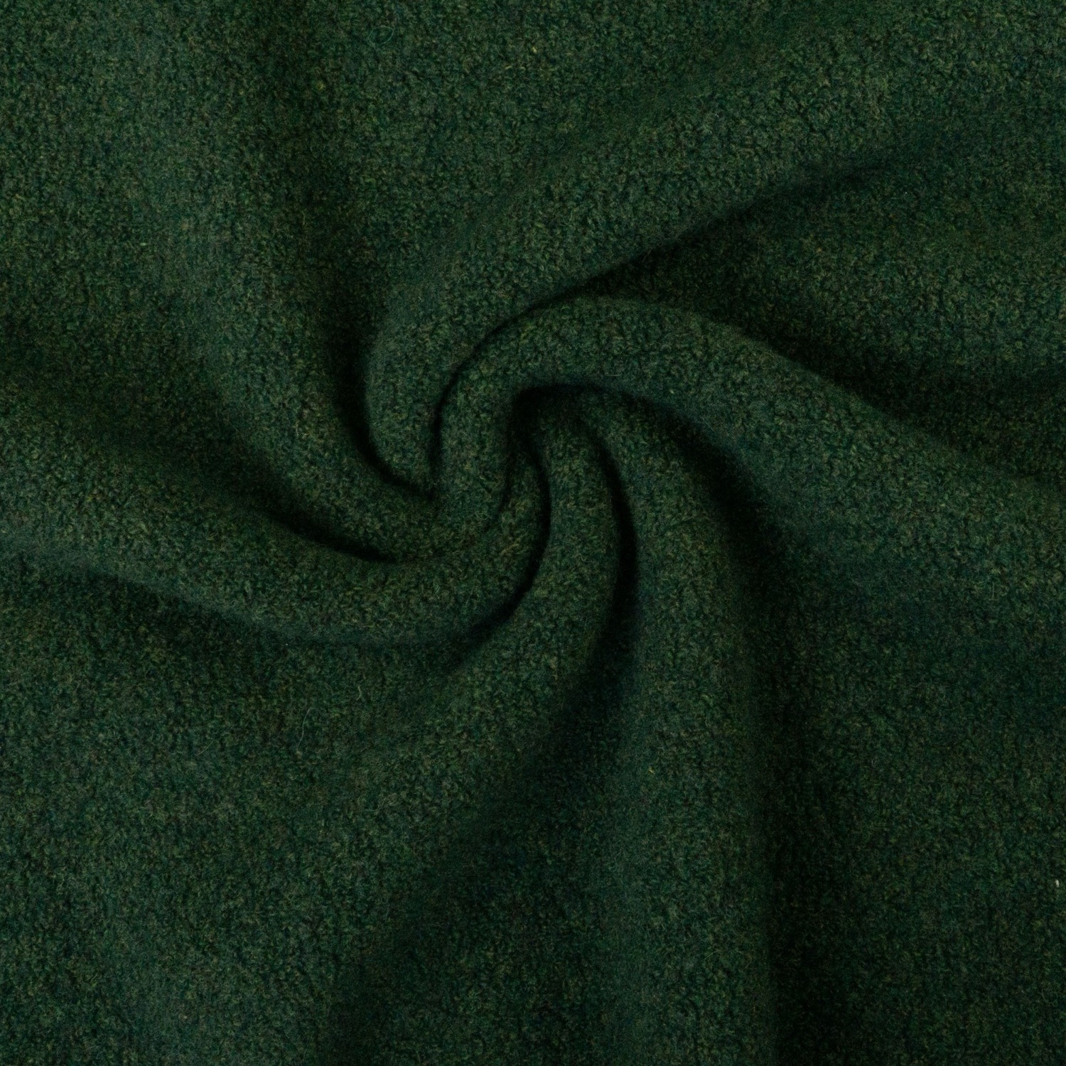 Wollstoff, Boucléstrick, dunkelgrün, uni