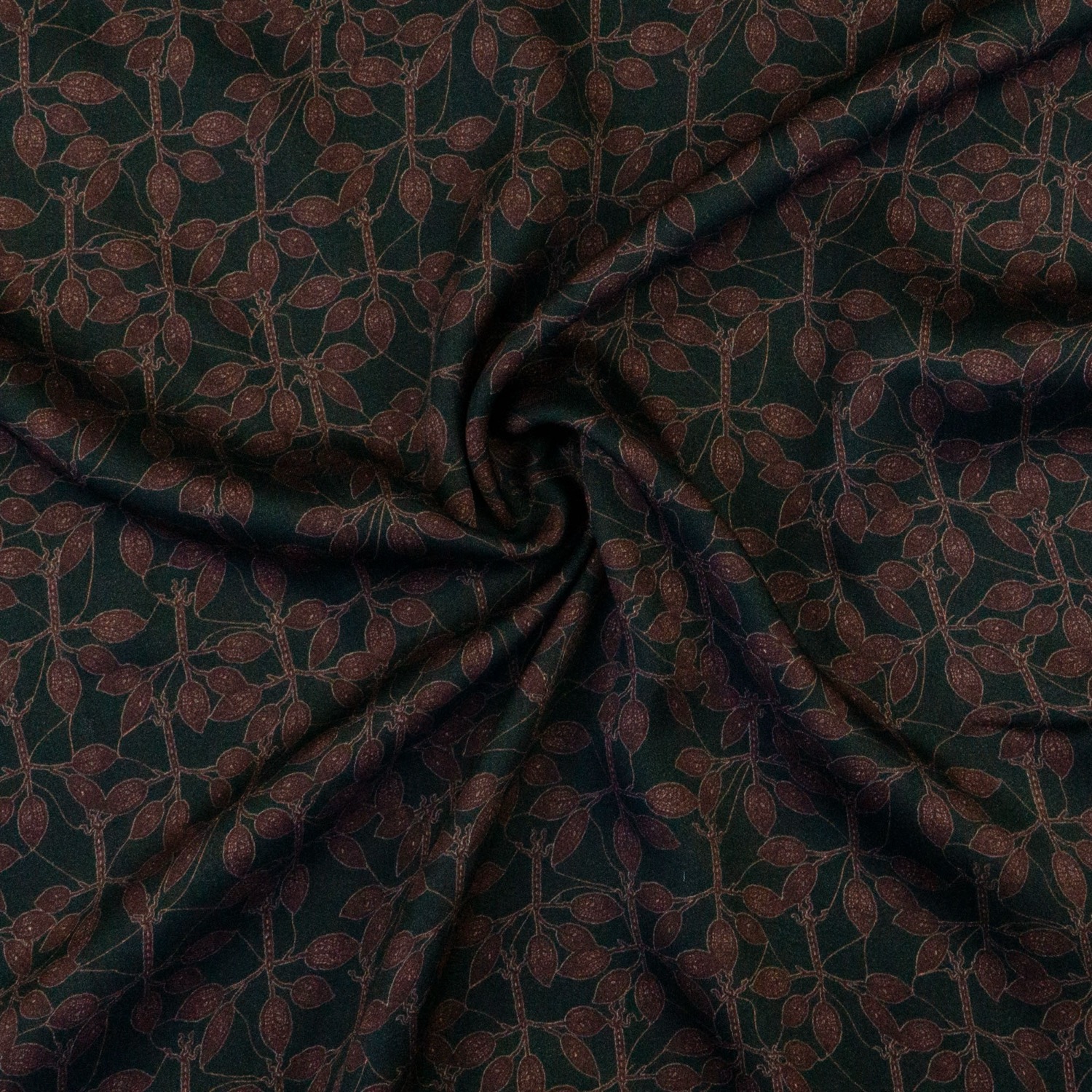 Viskosestoff, Javanaise, anthrazit, bordeaux, floral gemustert