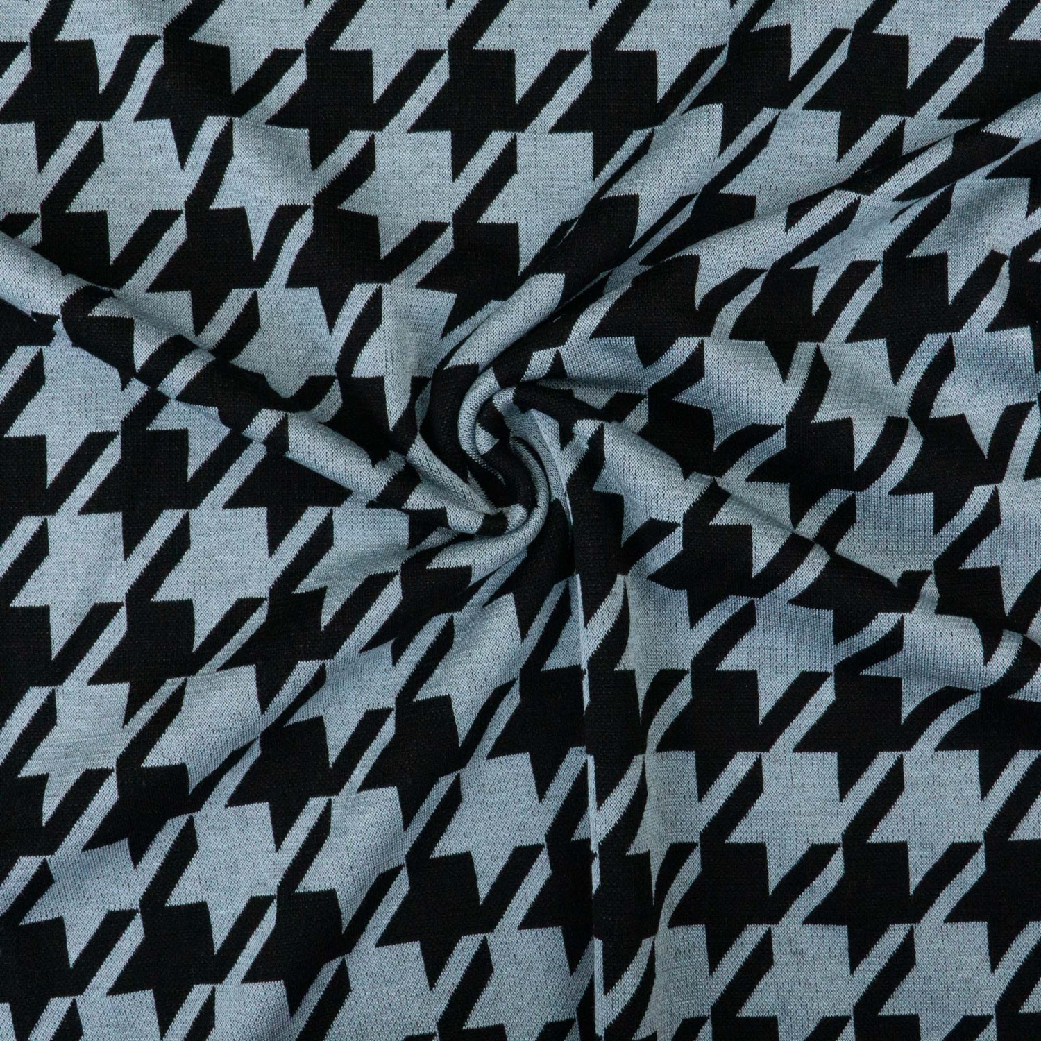 Feinstrick, blaugrau, schwarz, Pepita