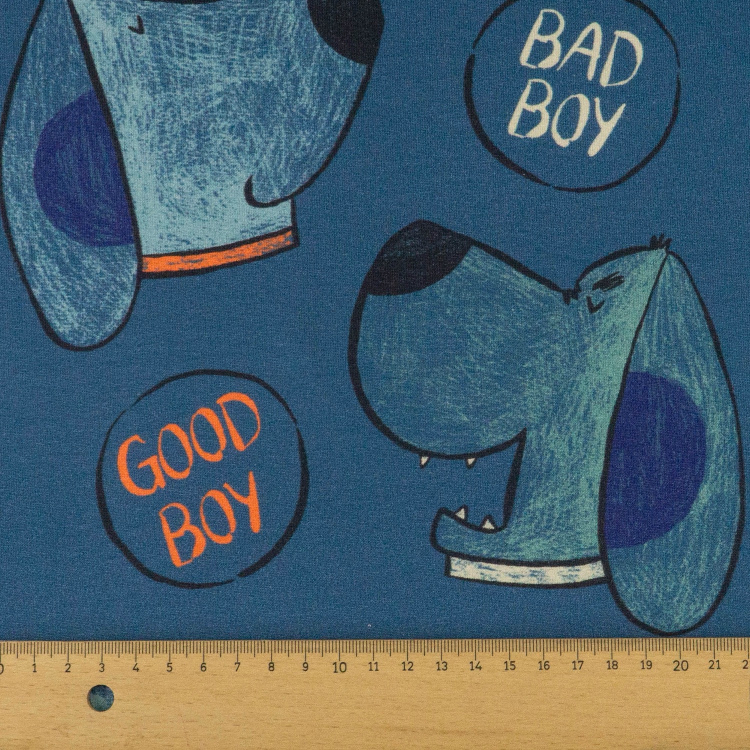 French Terry, blautöne, orange, Kindermotive – Tiere – Bild 5