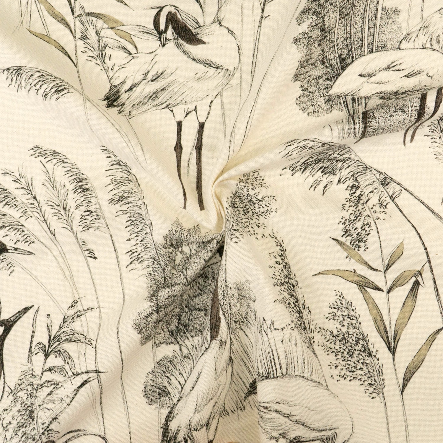 Dekostoff, Panama, creme, schwarz, graubraun, Tiermotive