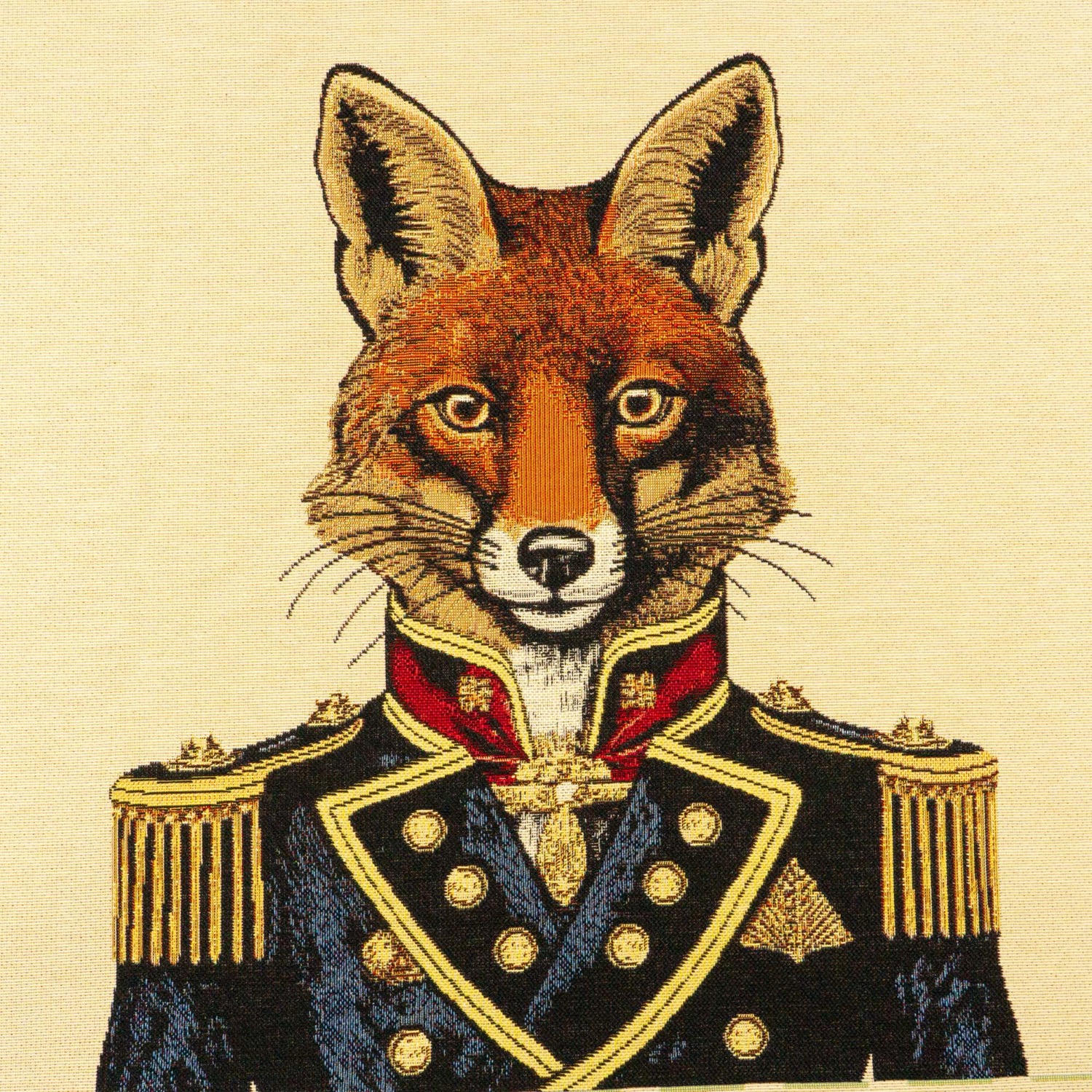 Dekostoff, Gobelin, beige, orange, schwarz, Tiermotive
