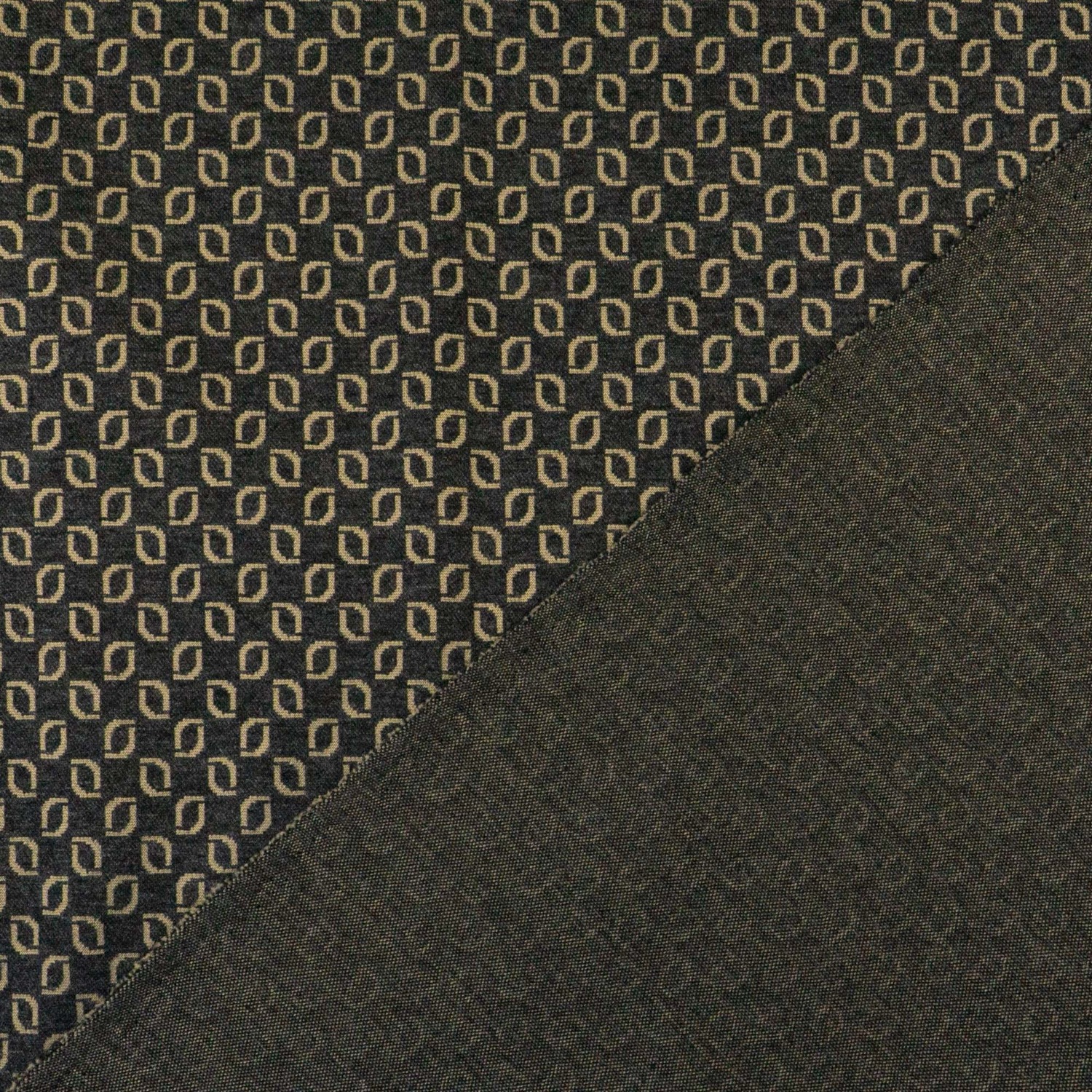 Strickjacquard, grau, beigegrau, grafisch gemustert – Bild 4