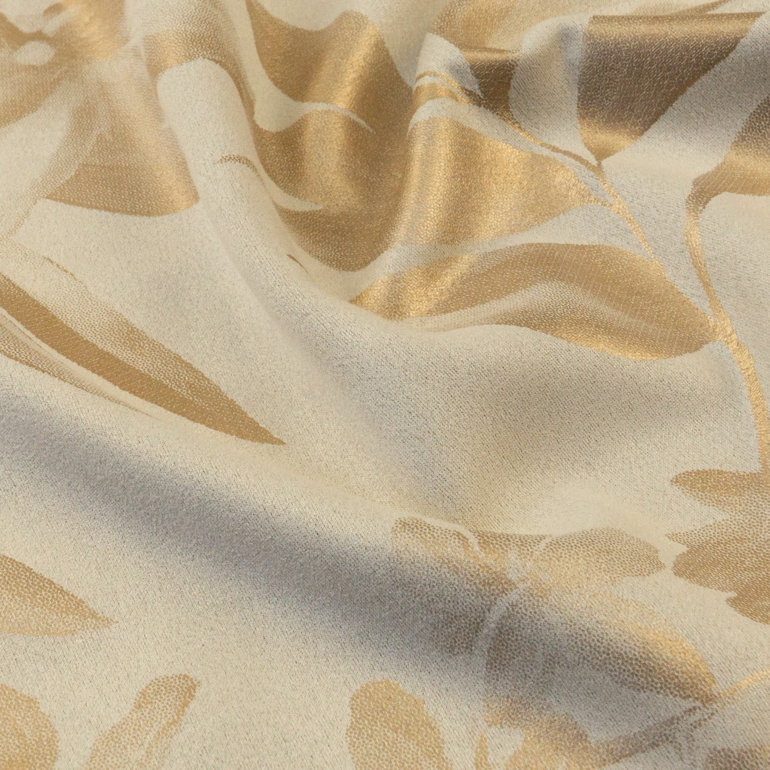 Elastischer Velour, rosé, kupfer, florale Motive, Glanzeffekt – Bild 3