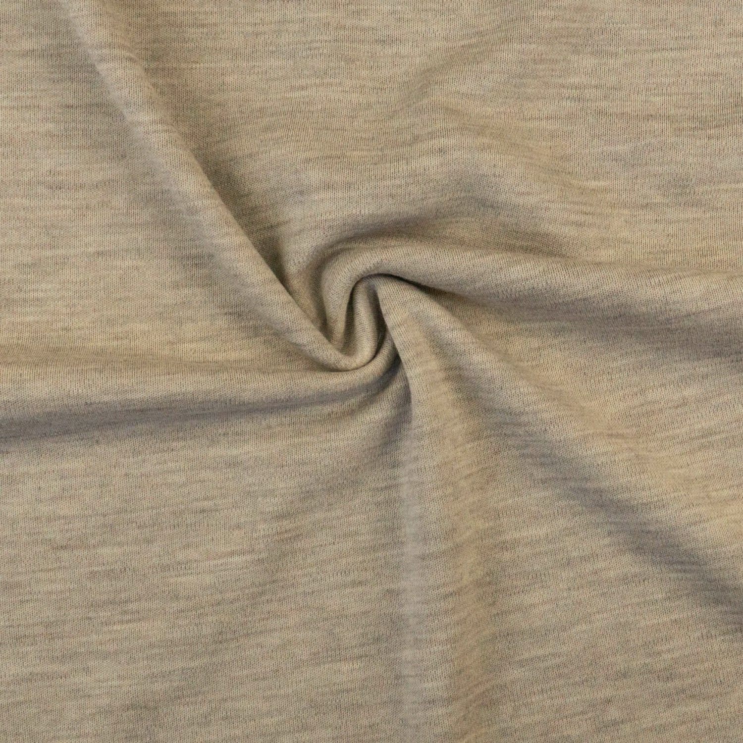 Wollstoff, Interlock, beigegrau, meliert