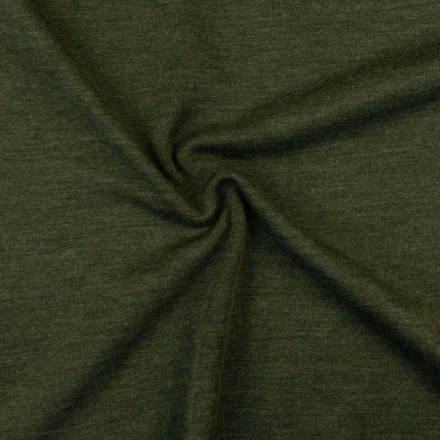 Wollstoff, Interlock, dunkelgrün, meliert