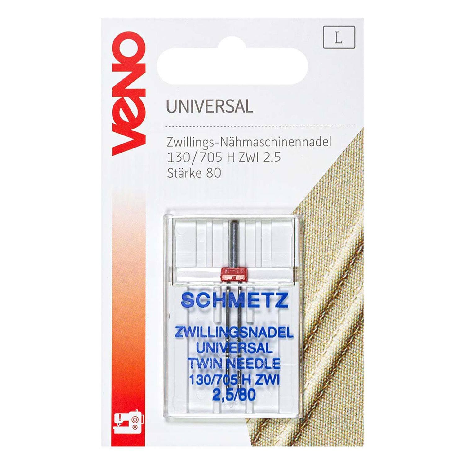 Zwillingsnadel, Universal, Metall, Silber, 2,5/80