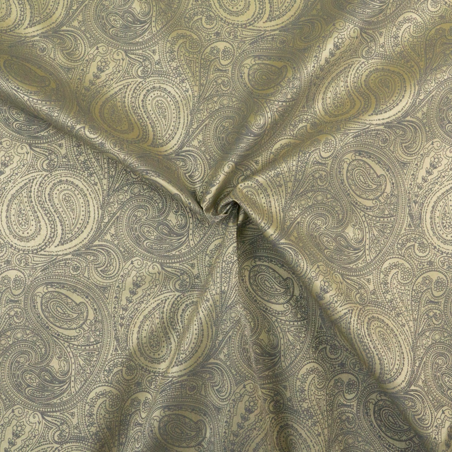 Beschichtetes Kunstfasergewebe, beige, grau, Paisley-Muster