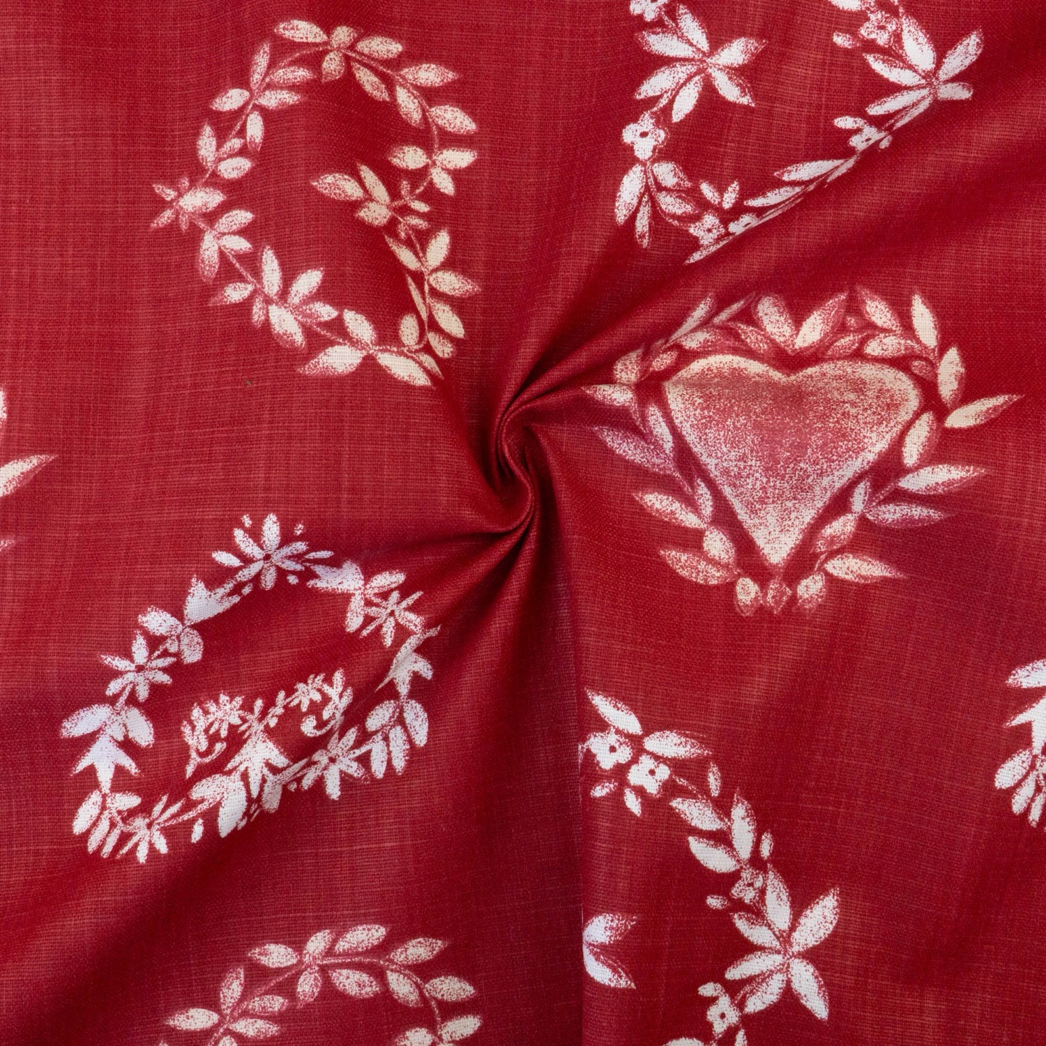 Dekostoff, Panama, rot, offwhite, grafisch gemustert