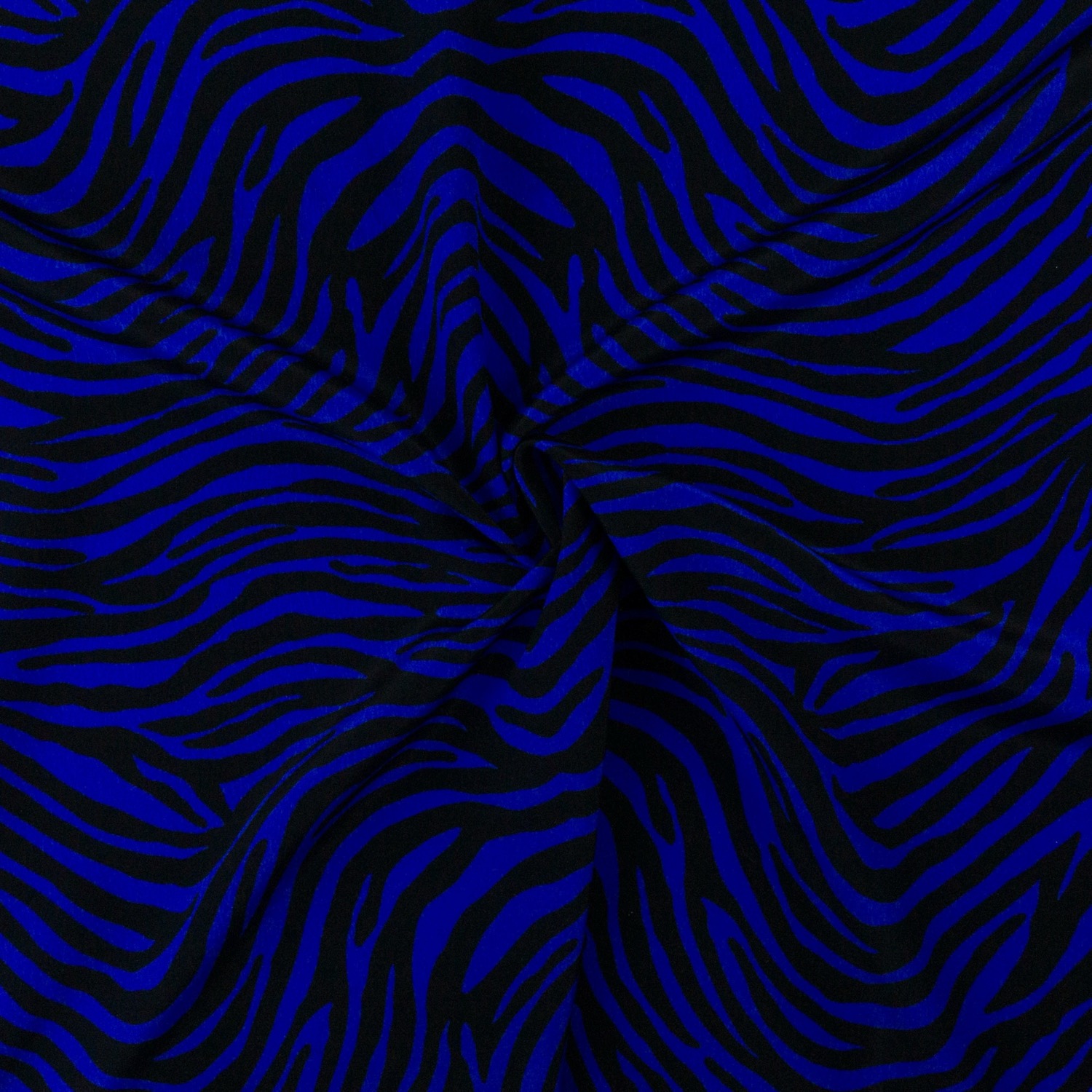 Seidenstoff, Crêpe, schwarz, blau, Animal-Muster