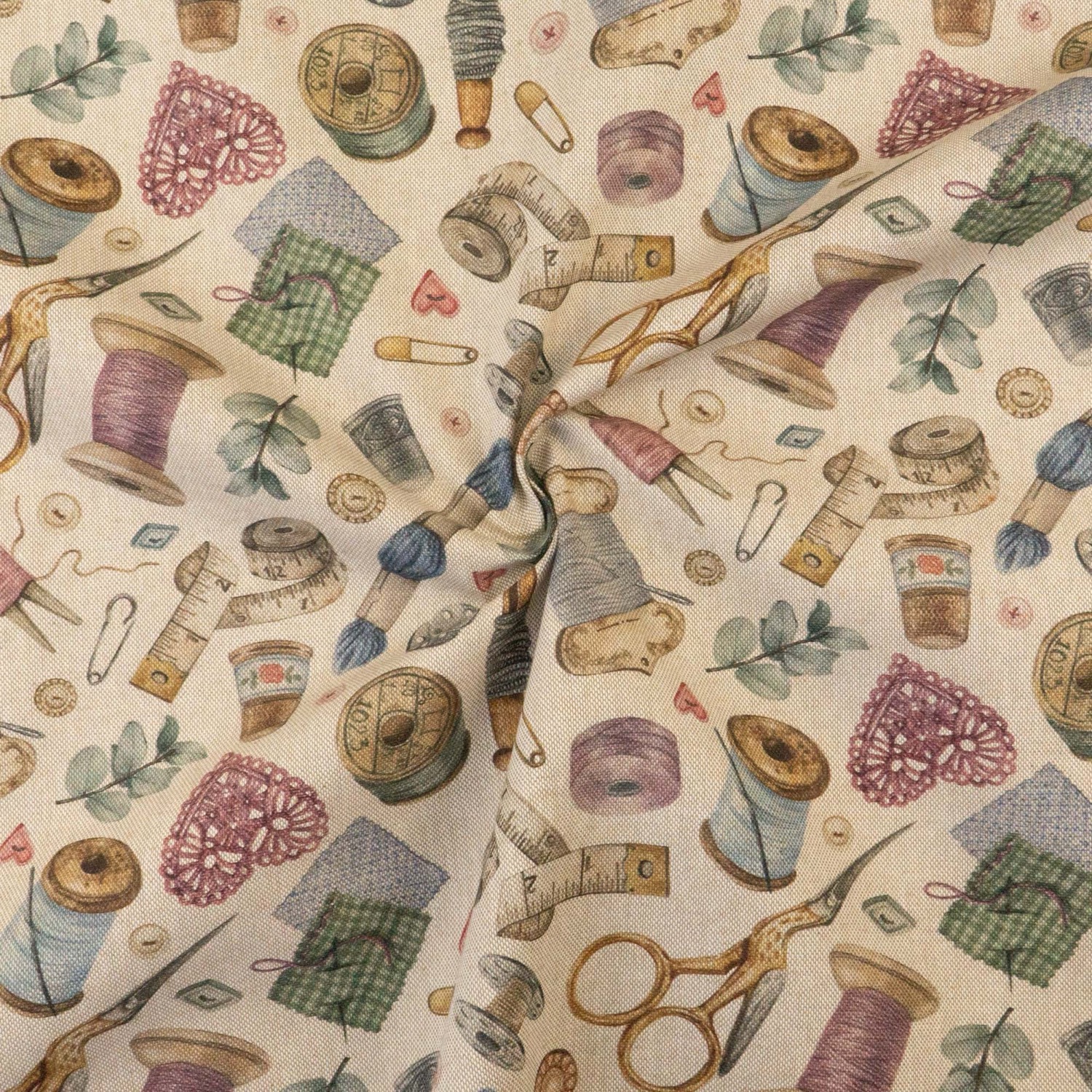 Dekostoff, Panama, beigegrau, brauntöne, altrosa, salbeigrün, Zubehör