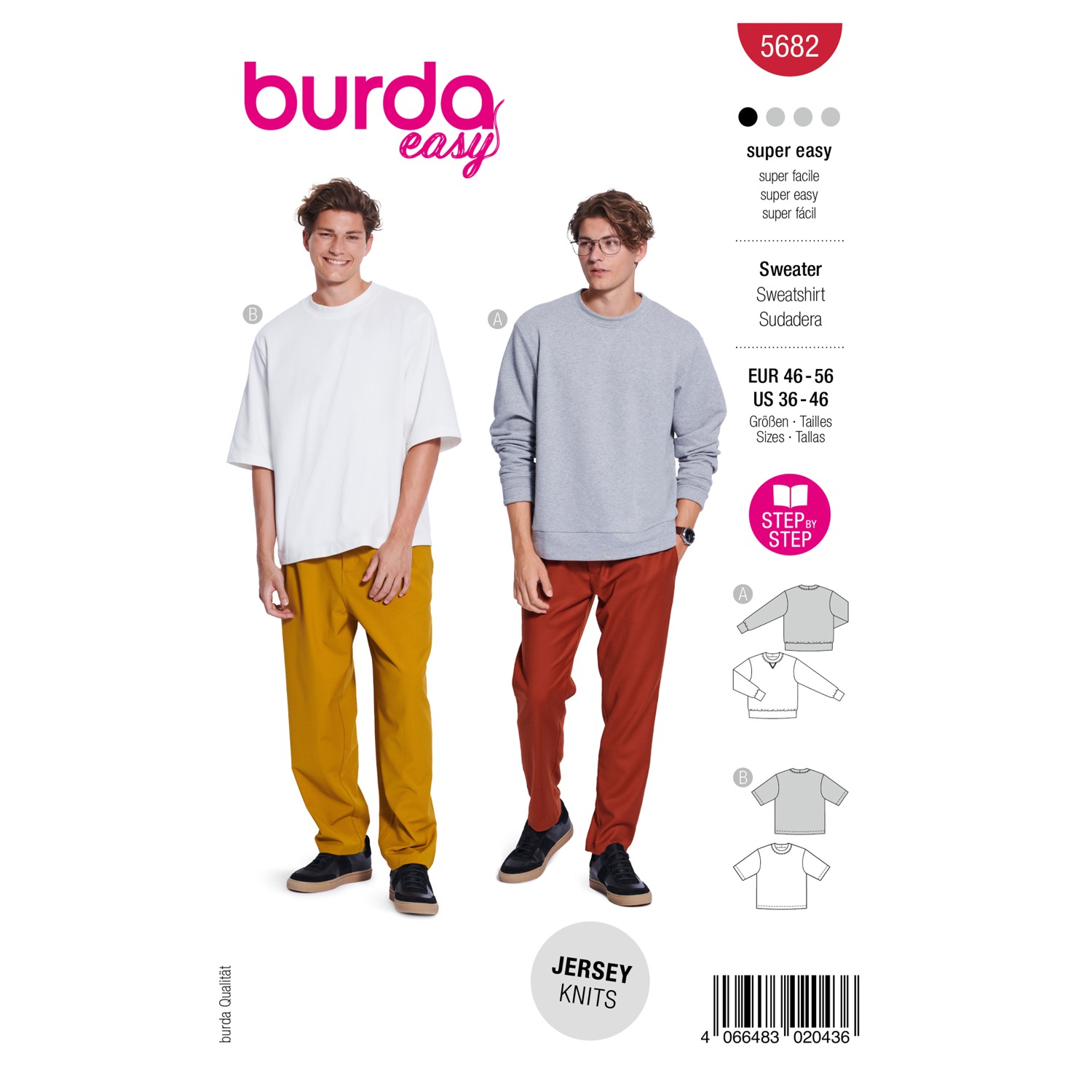 Schnittmuster Burda easy, Herrenmode, Top, rot