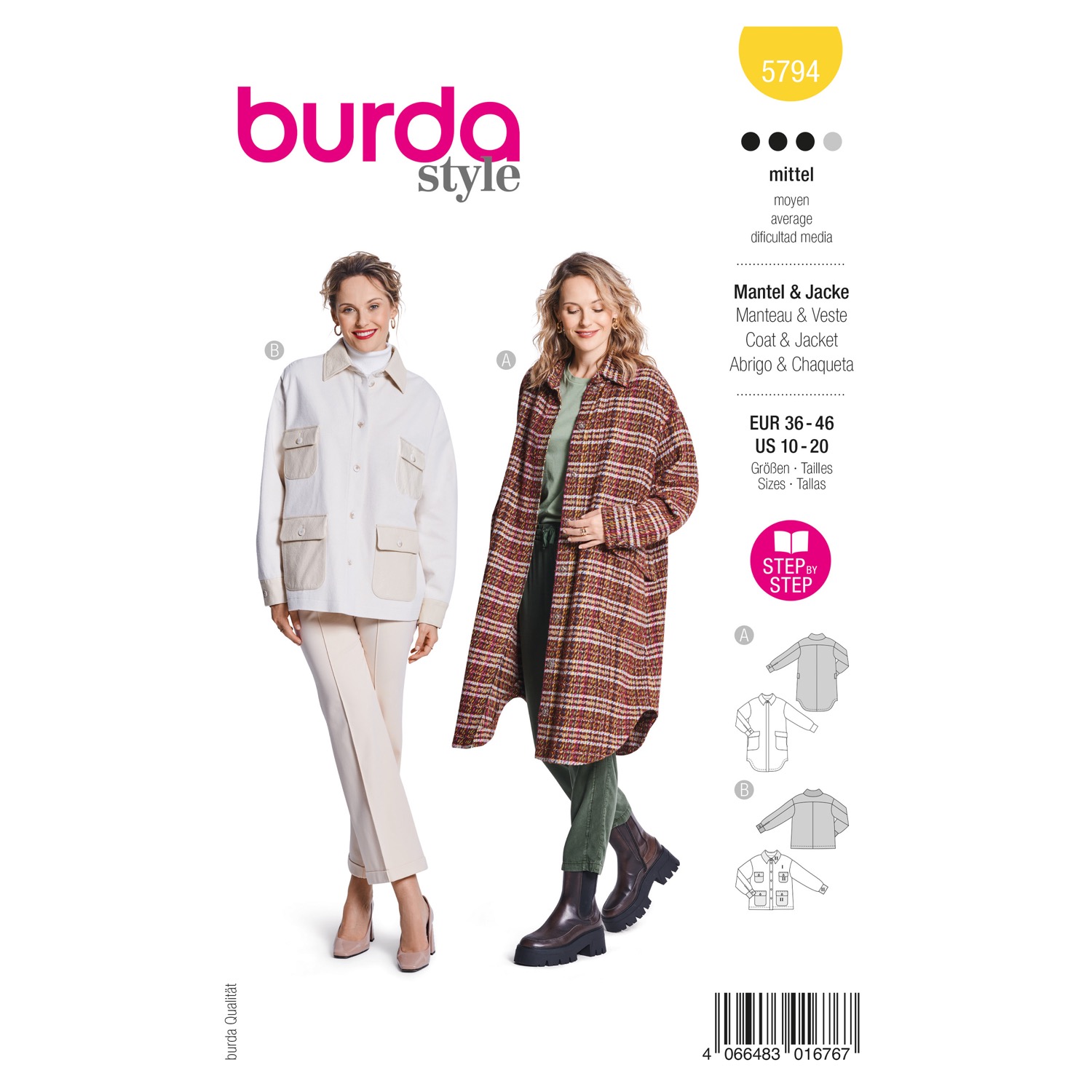 Schnittmuster Burda style, Jacke, gelb