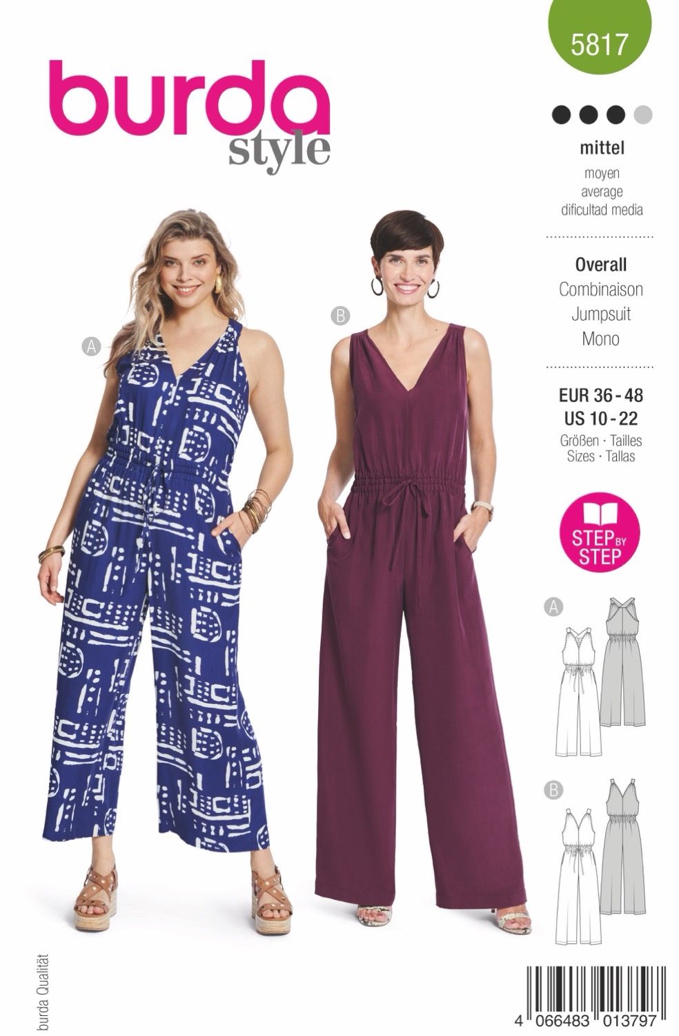 Schnittmuster Burda style, Jumpsuit, Grün