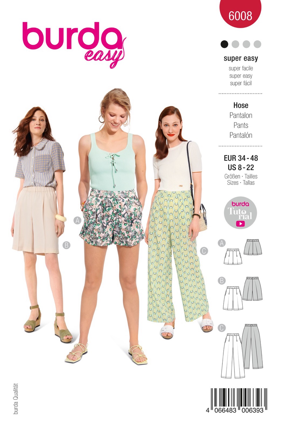 Schnittmuster Burda easy, Hose, Rot