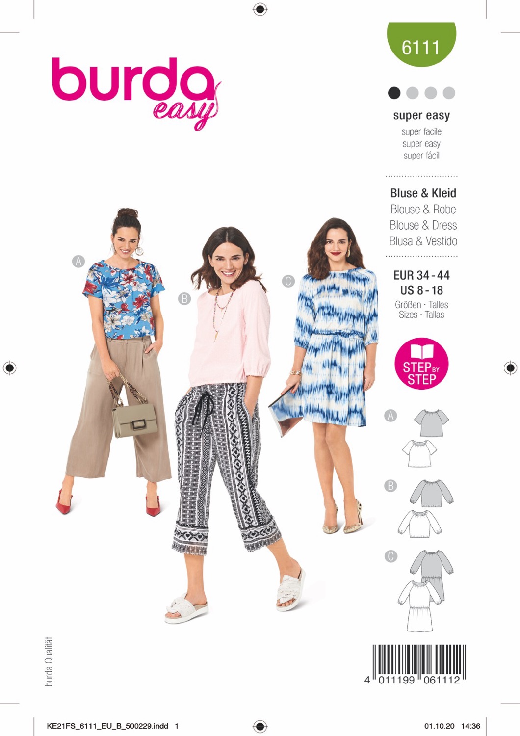 Schnittmuster Burda easy, Kleid, Top, Grün