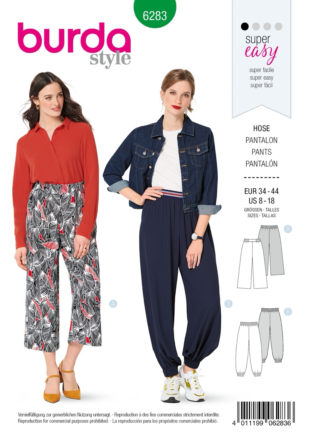 Schnittmuster Burda style, Hose, Grün