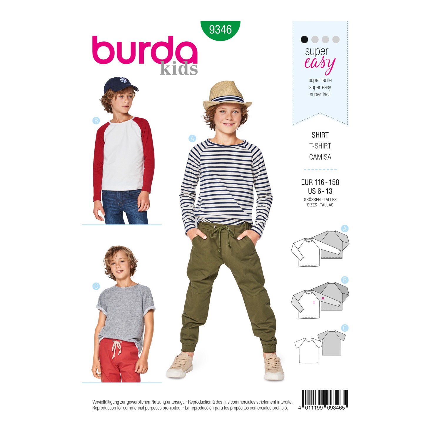 Schnittmuster Burda kids, Top, Grün
